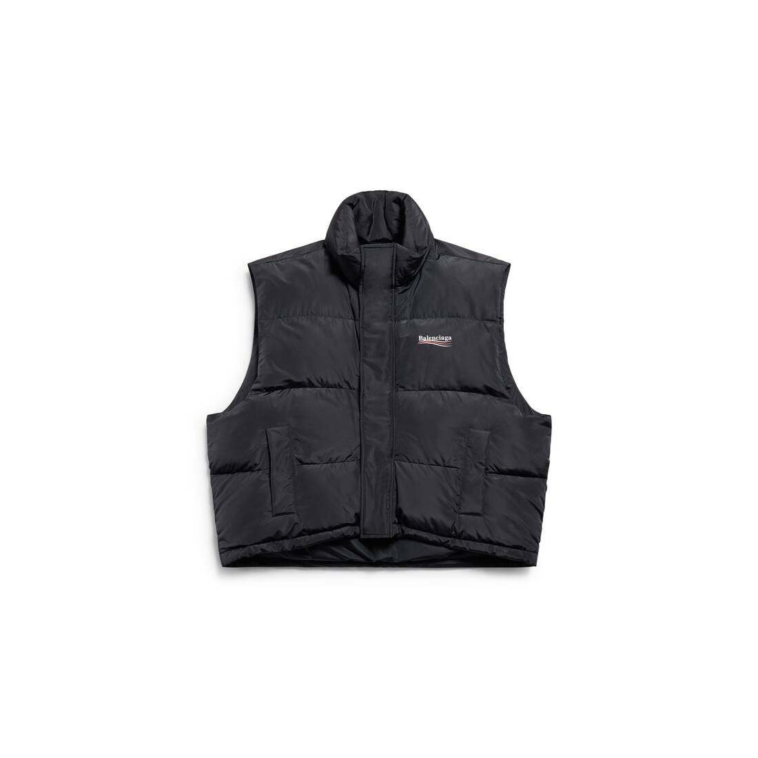 Political Campaign Cocoon Puffer Gilet in Black - 1
