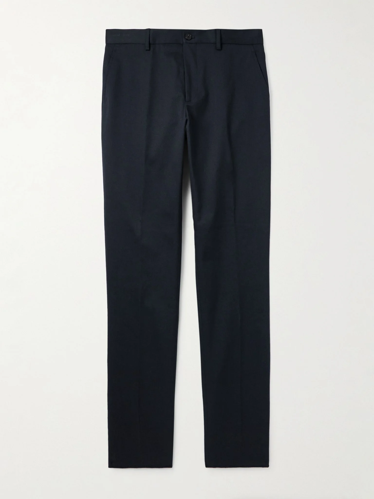 Roma Slim-Fit Straight-Leg Stretch-Cotton Twill Trousers Blue - 1
