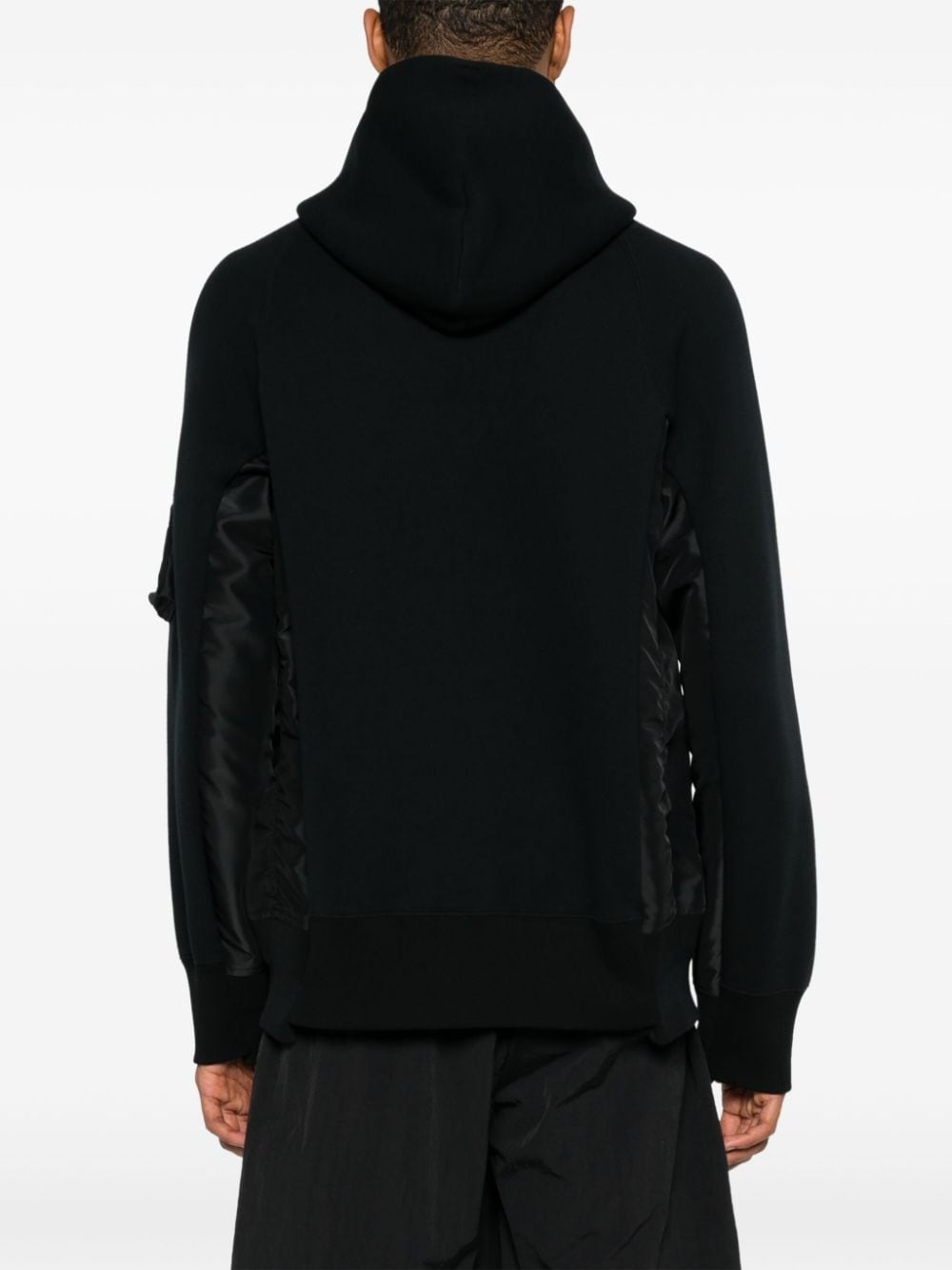 panelled drawstring hoodie - 4