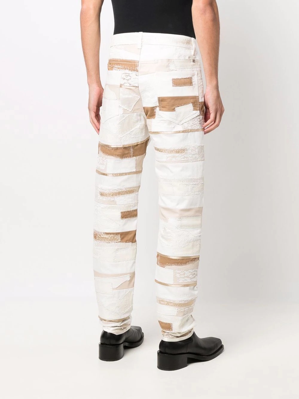 patchwork straight-leg jeans - 4