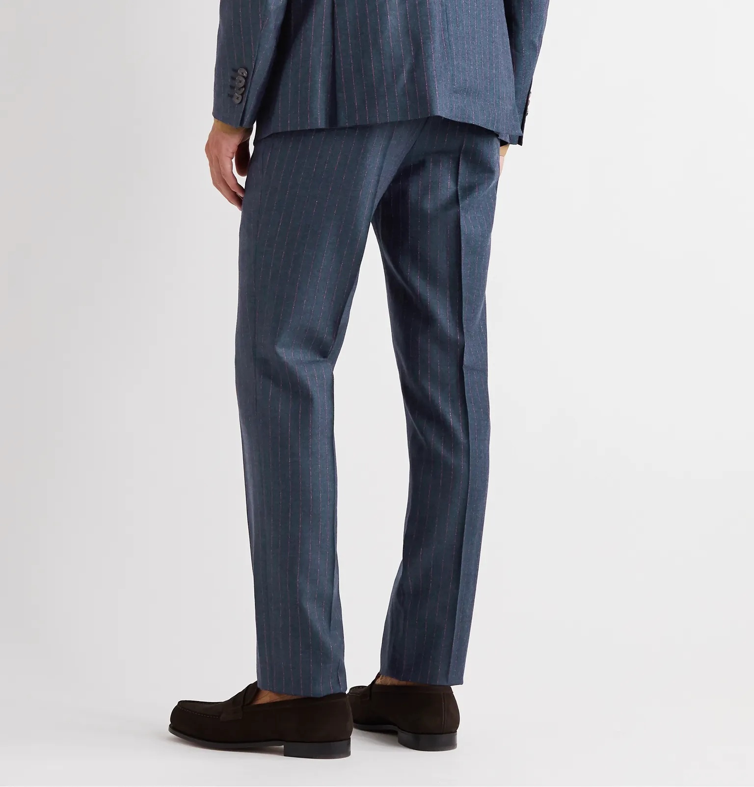 Striped Wool, Cashmere, Silk and Cotton-Blend Suit Trousers - 4