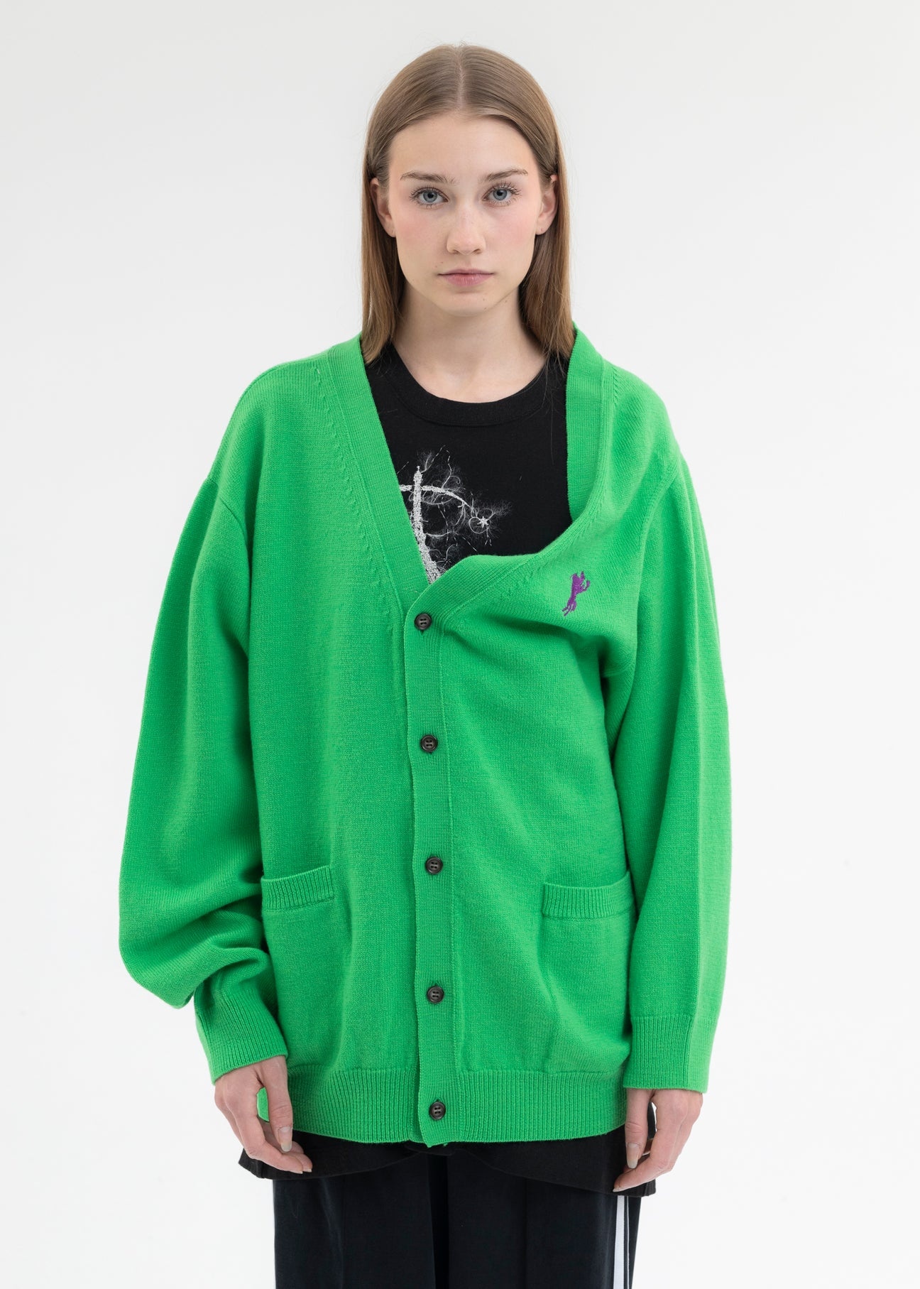 doublet GREEN HALF LOOSE CARDIGAN | REVERSIBLE