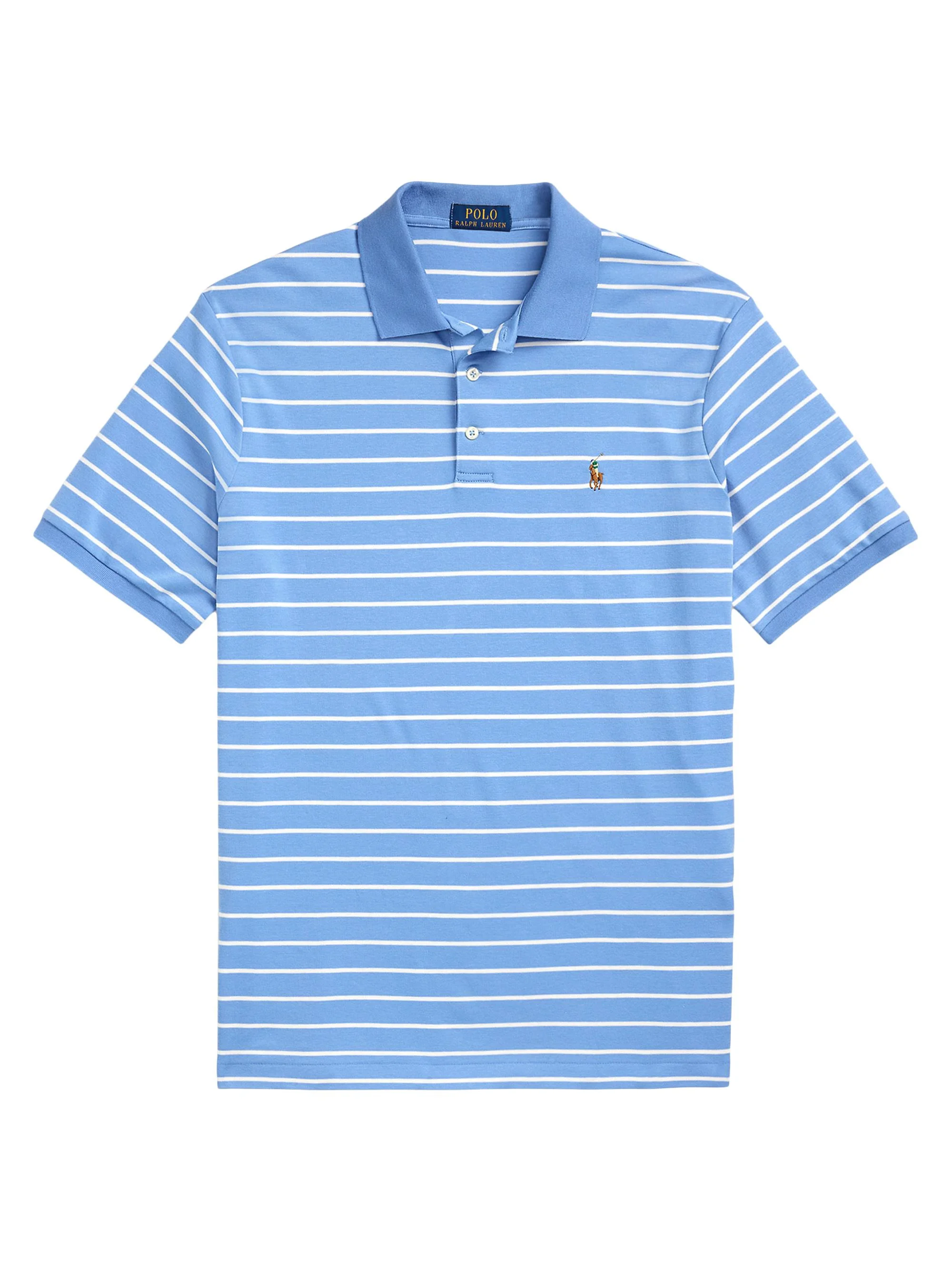 Men's Classic Fit Striped Polo Shirt - Sky Blue White - 1