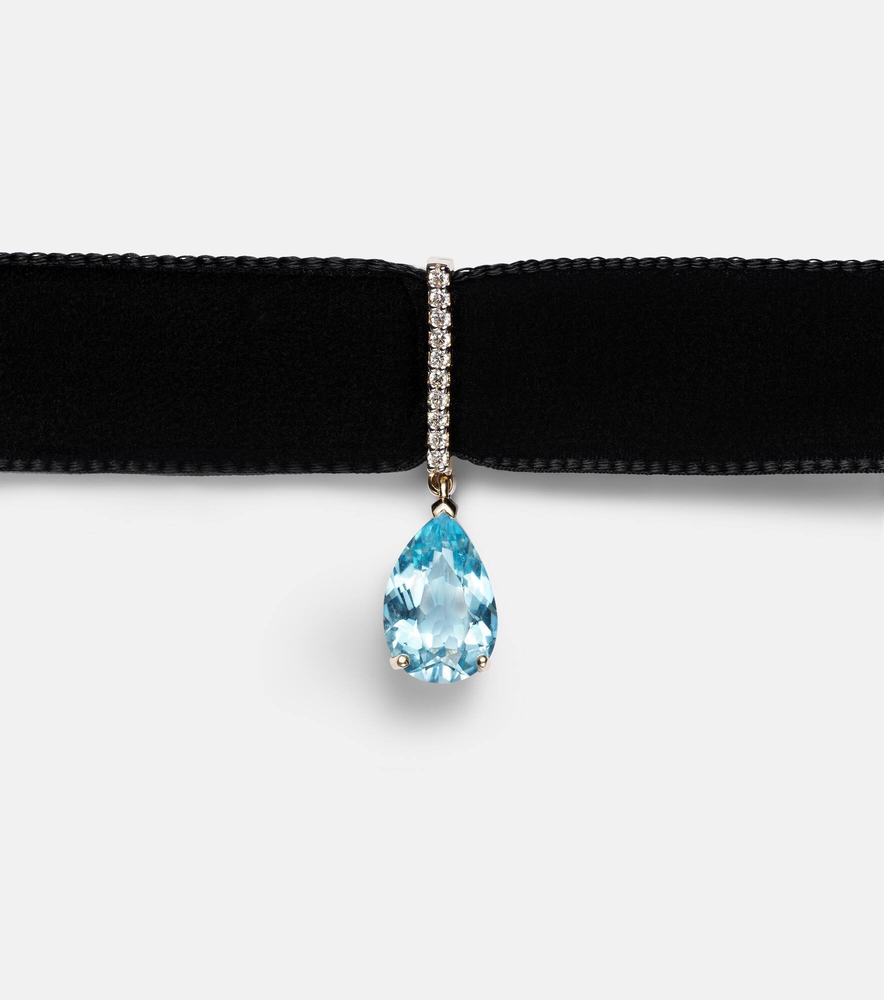 14kt gold and velvet choker with topaz and diamonds - 4