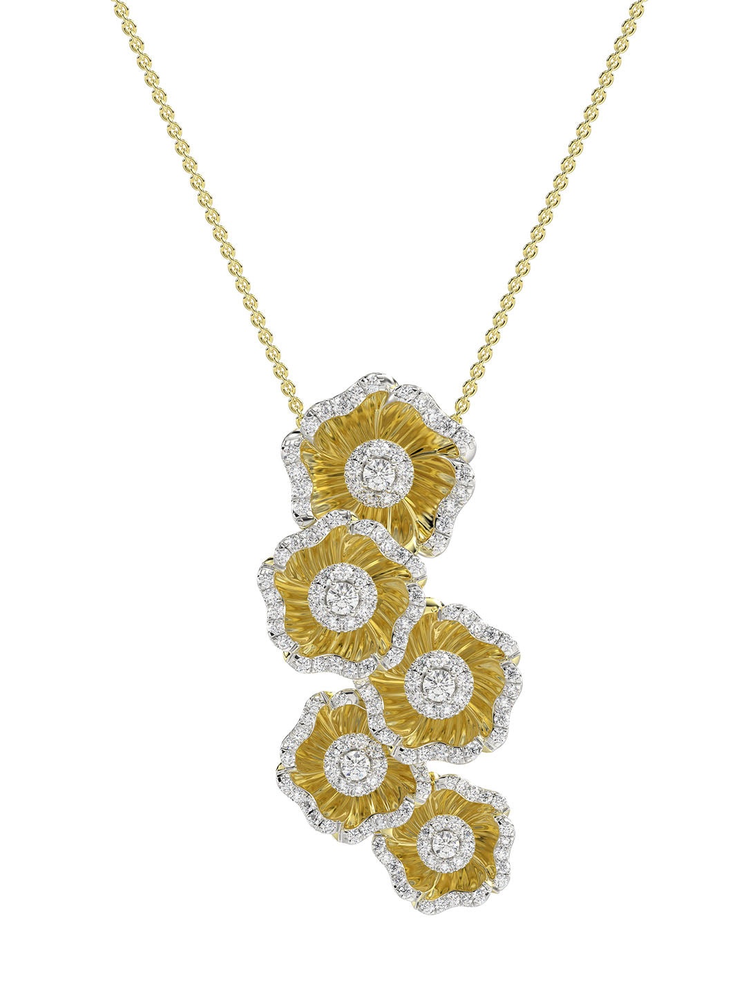 HALO FLOWER YELLOW GOLD NECKLACE - 2