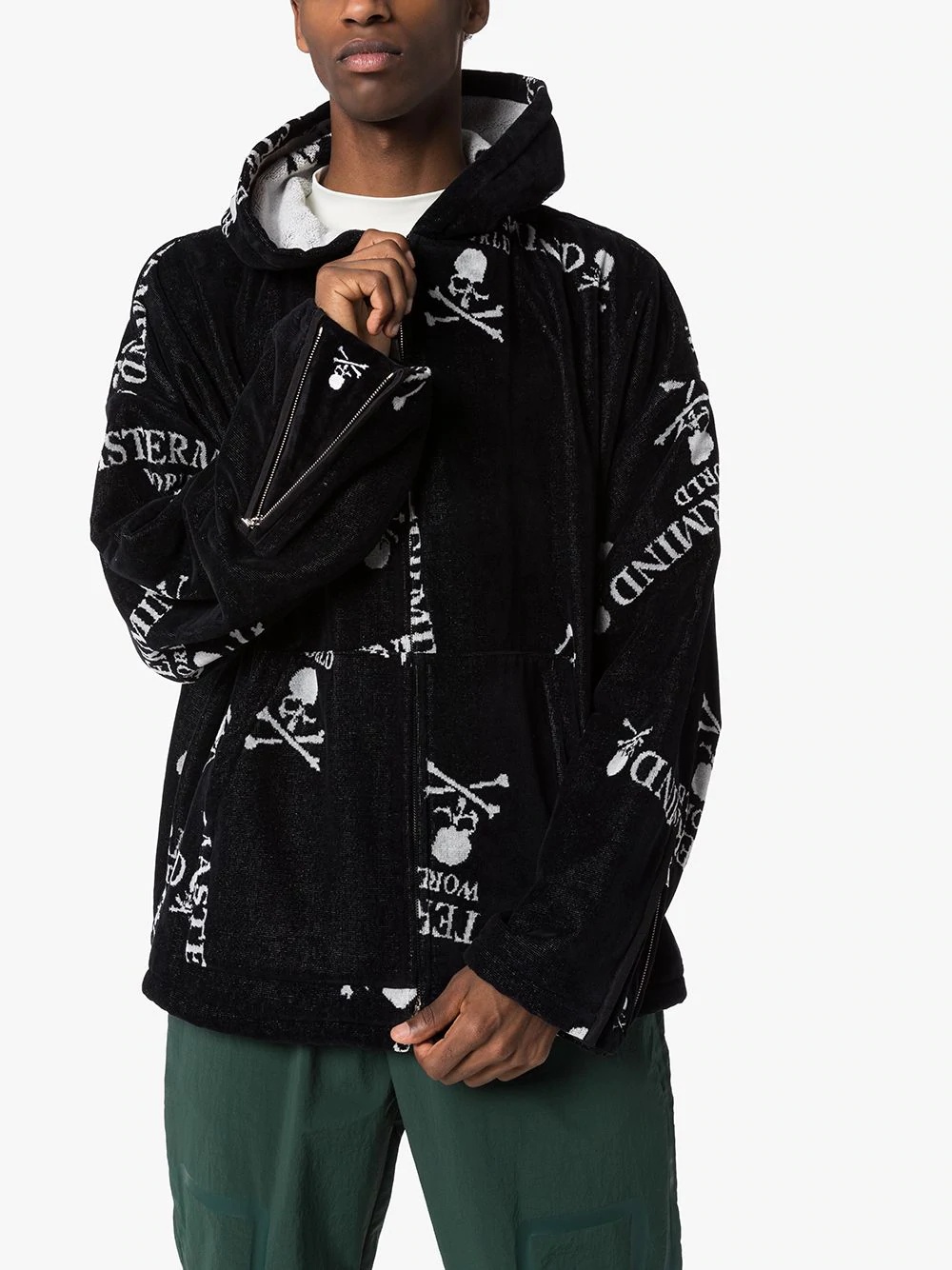 skull logo-print hooded jacket - 2