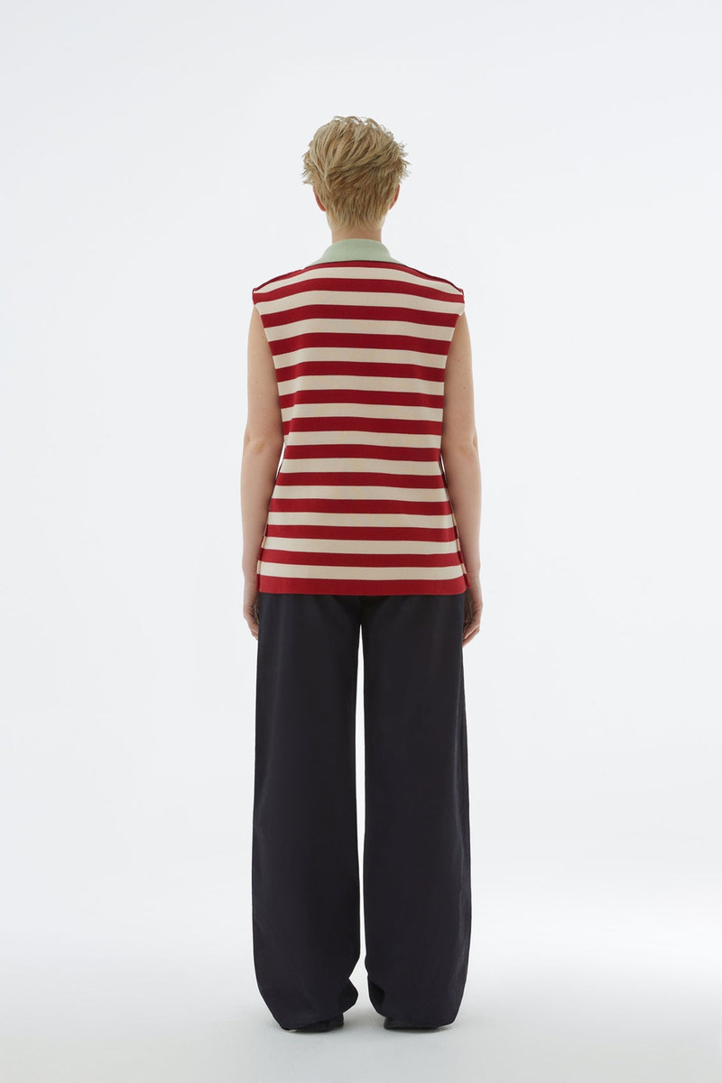 STRIPED KNIT SLEEVELESS POLO 4