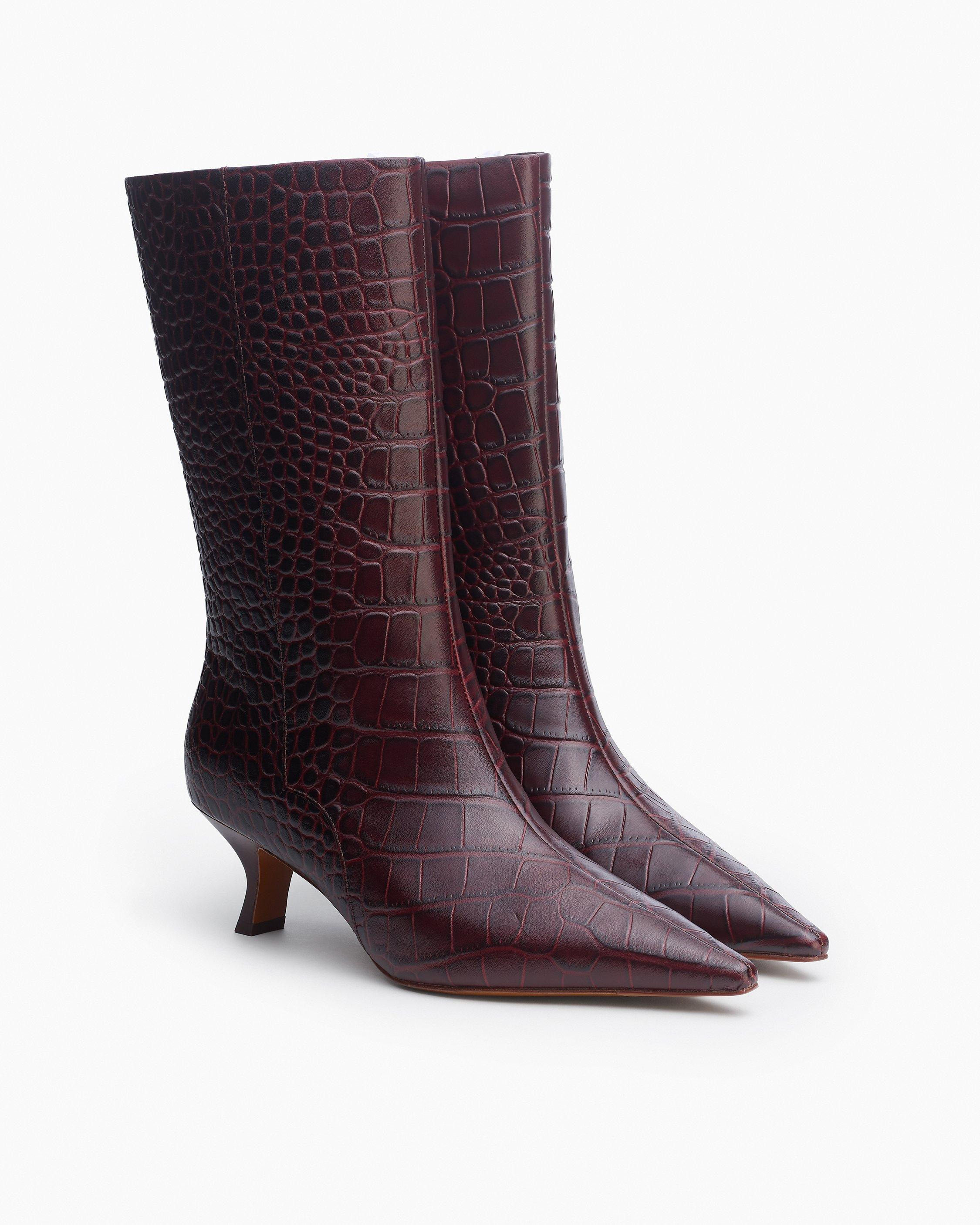Mott Embossed Leather Boots - 3