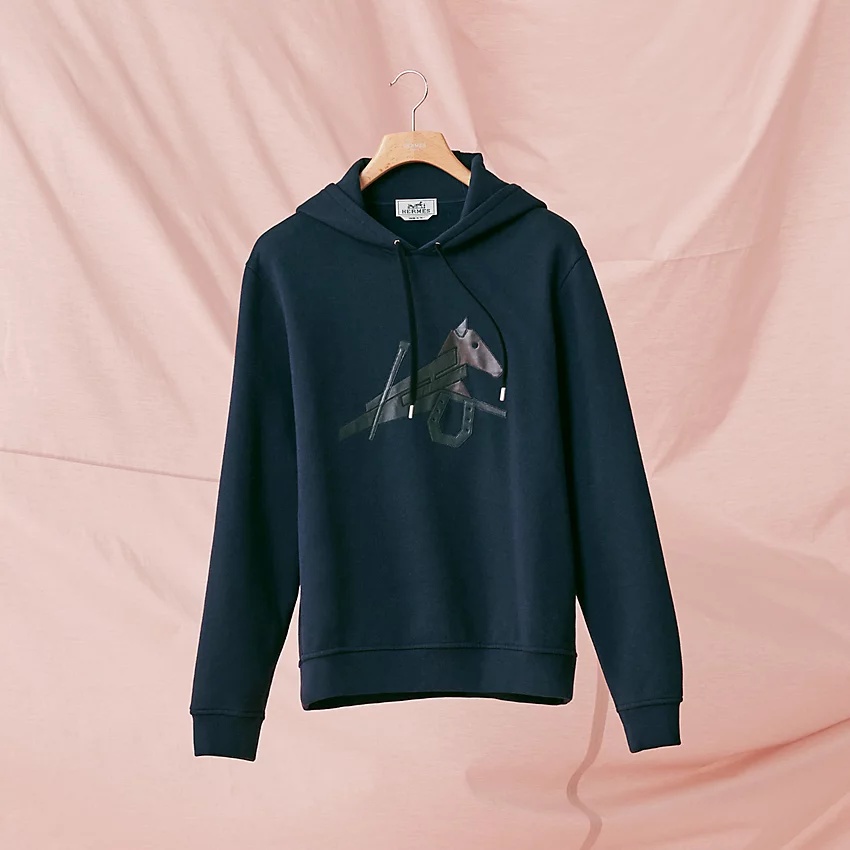 Hooded sweater with leather detail - 4