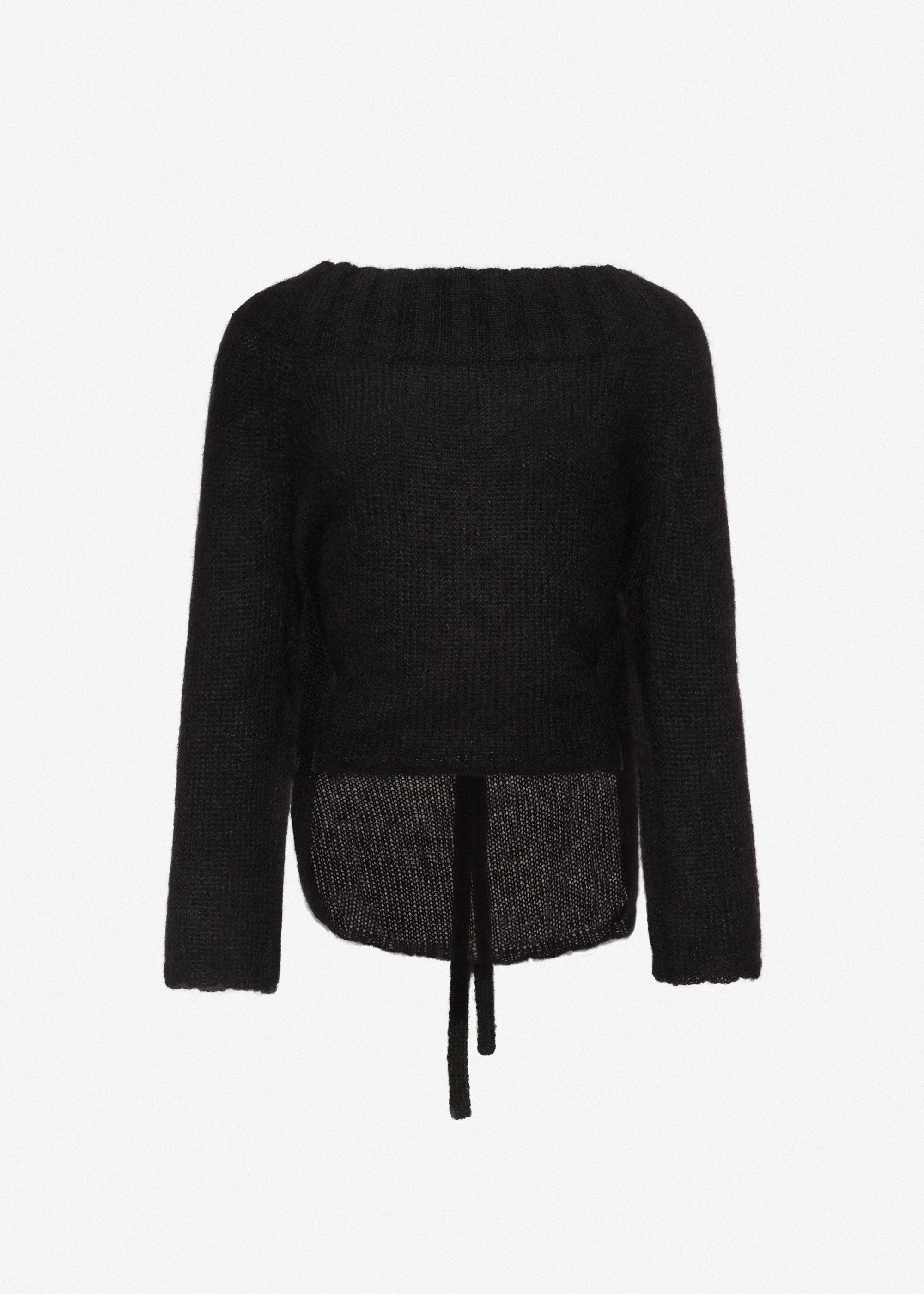 Open-back mohair blend sweater in black - 1