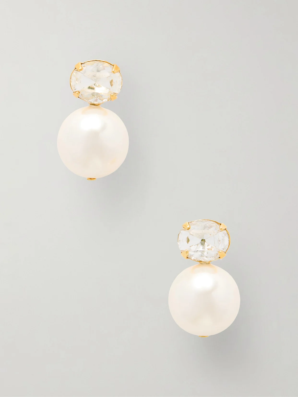 Nina Gold-tone Crystal And Pearl Earrings - 1