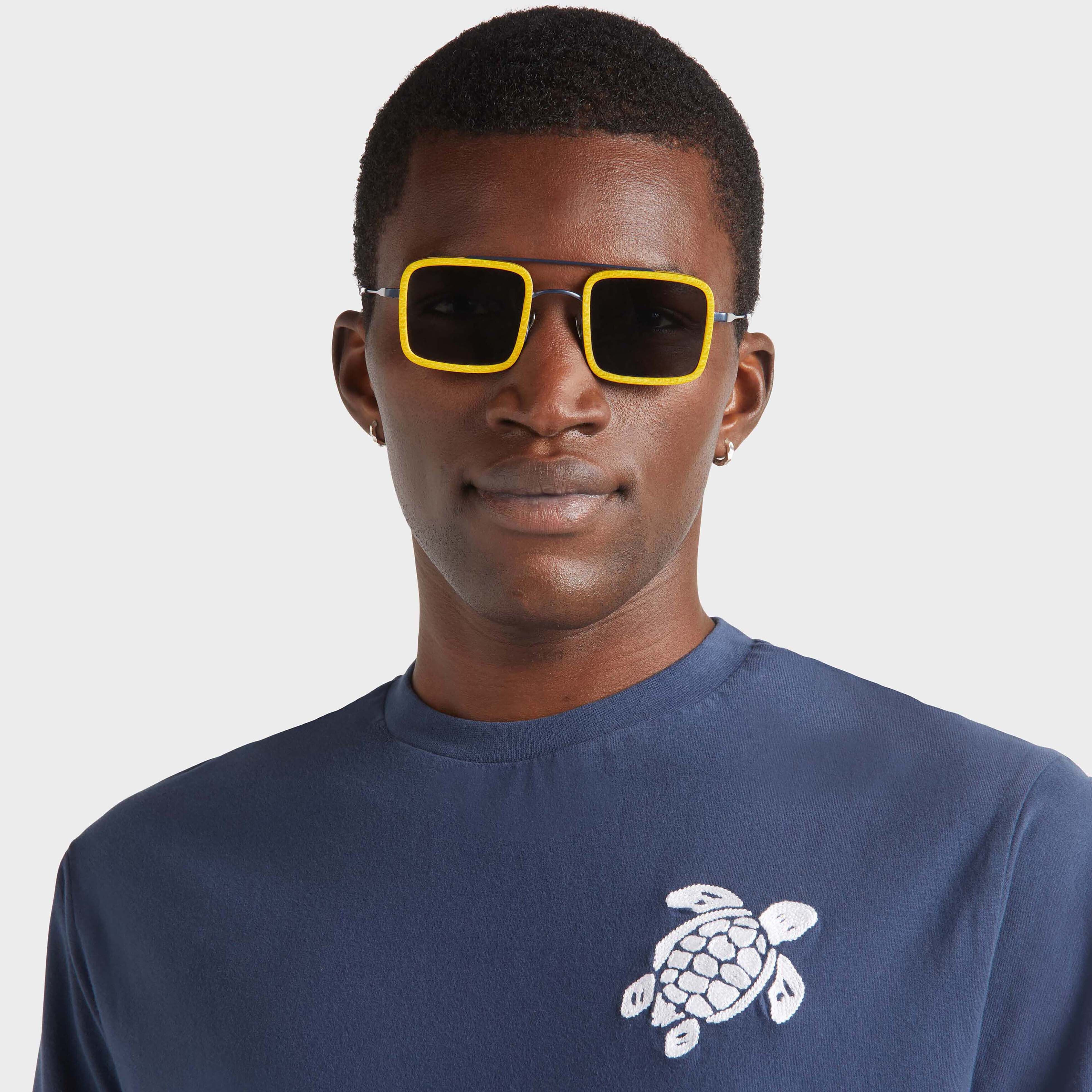 Men Organic Cotton T-shirt Embroidered Turtle - 6