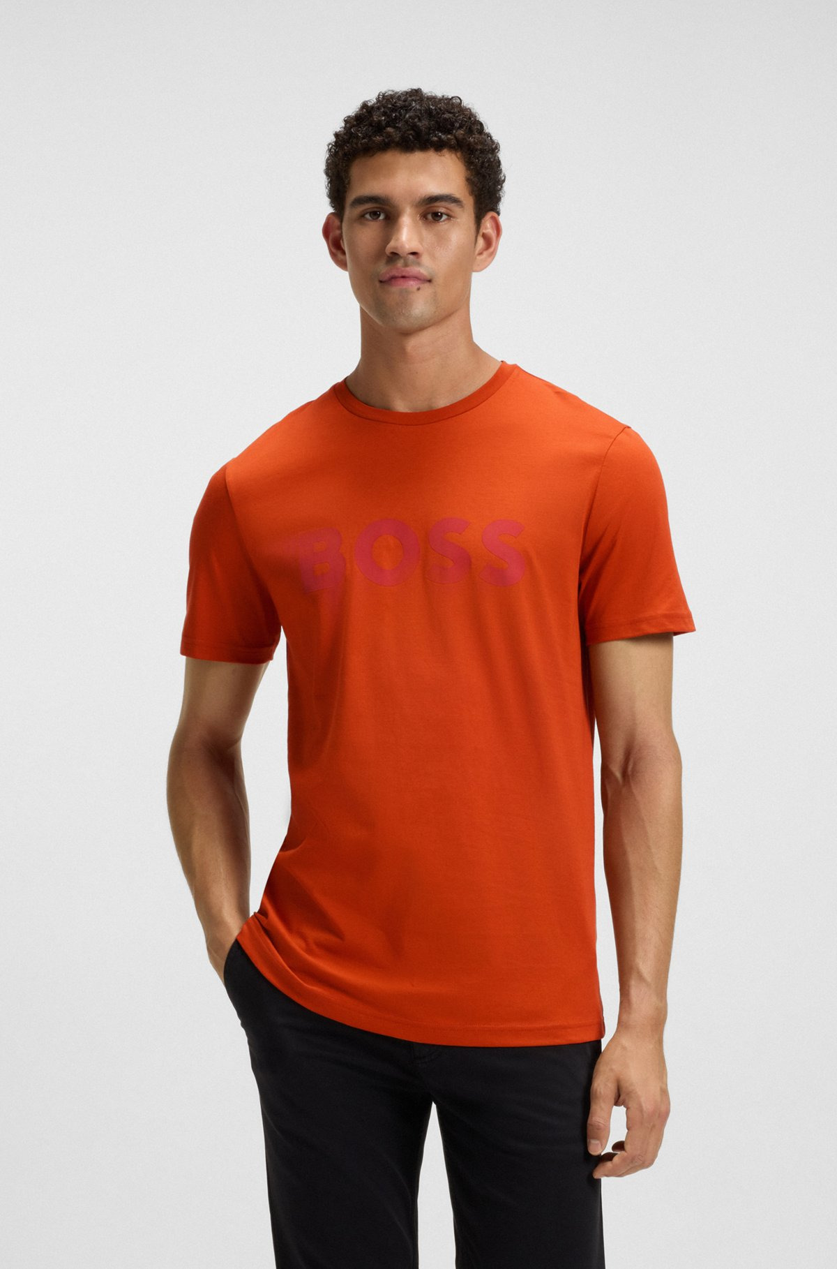 COTTON-JERSEY T-SHIRT WITH CURVED-LOGO PRINT - 2