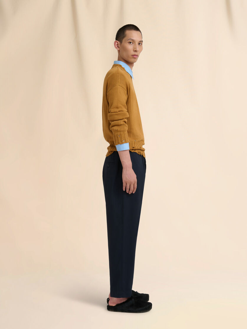 ORANGE COTTON CREW-NECK SWEATER - 5