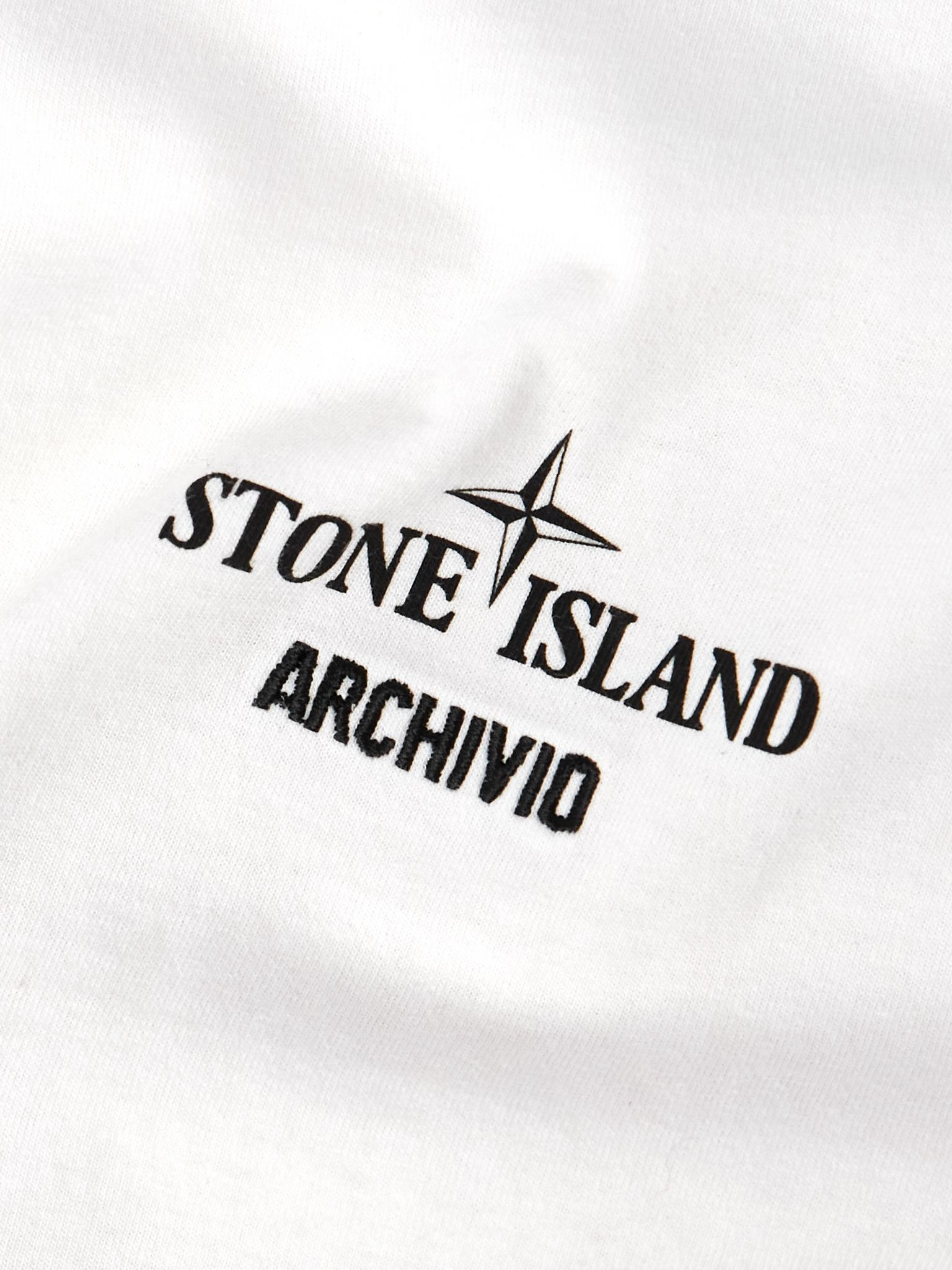 Archivio Logo-Print Embroidered Cotton-Jersey T-Shirt White - 4