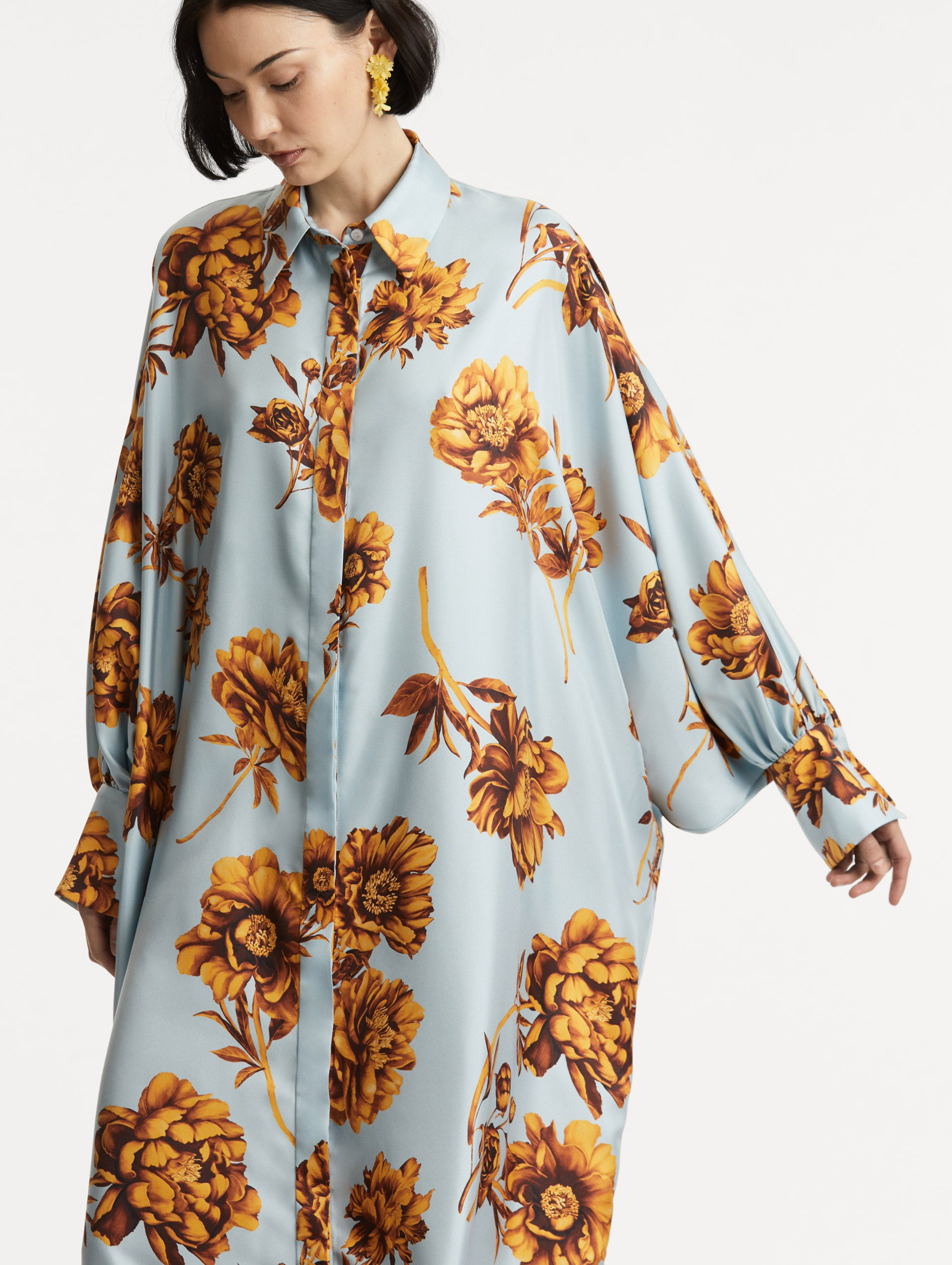 PEONY SILK TWILL CAFTAN - 5