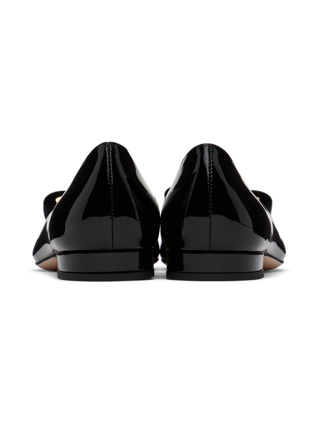 Black Leather & Gros Grain Audrey Ballerina Flats - 2