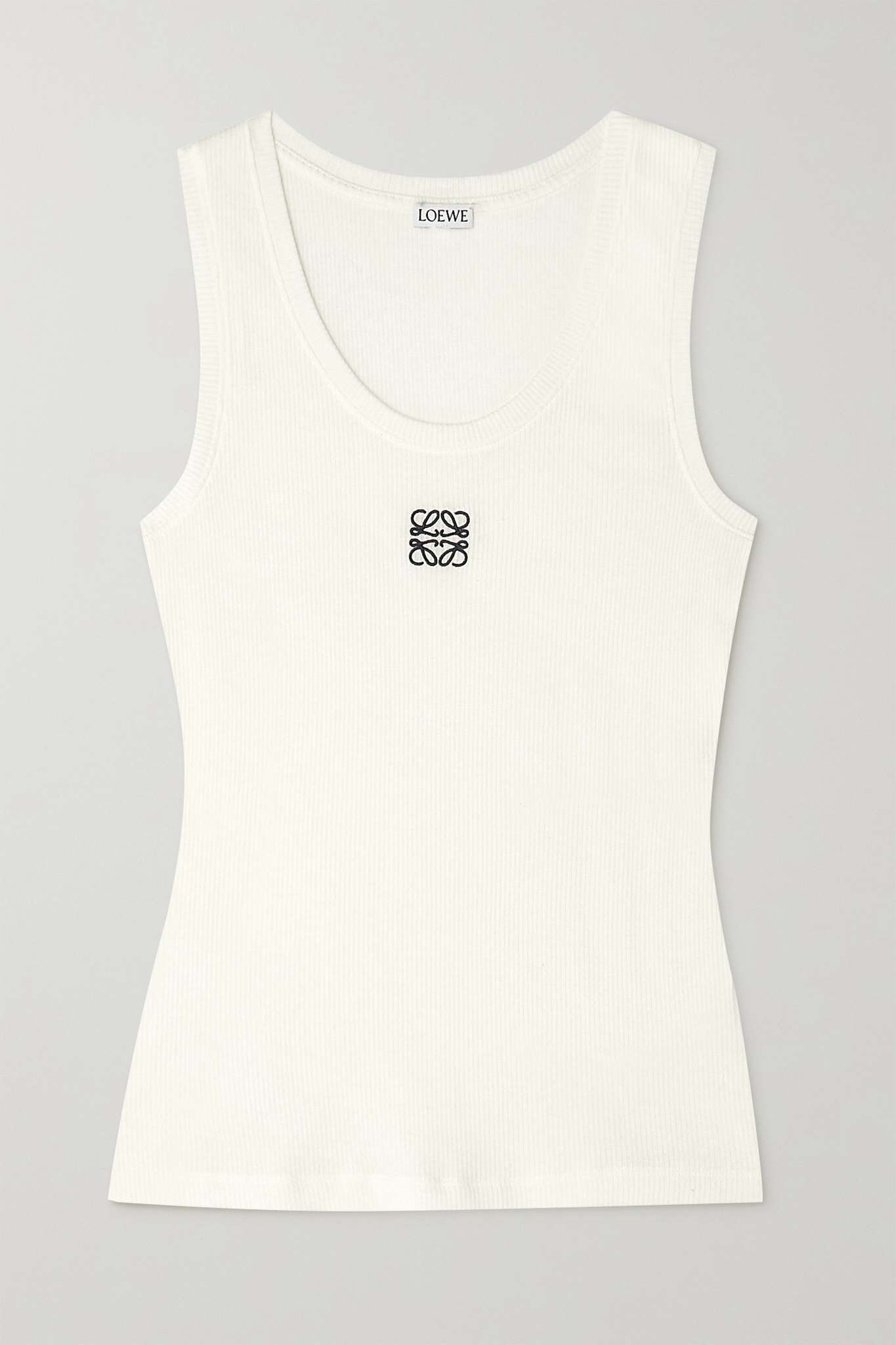 Embroidered ribbed cotton-blend tank - 1