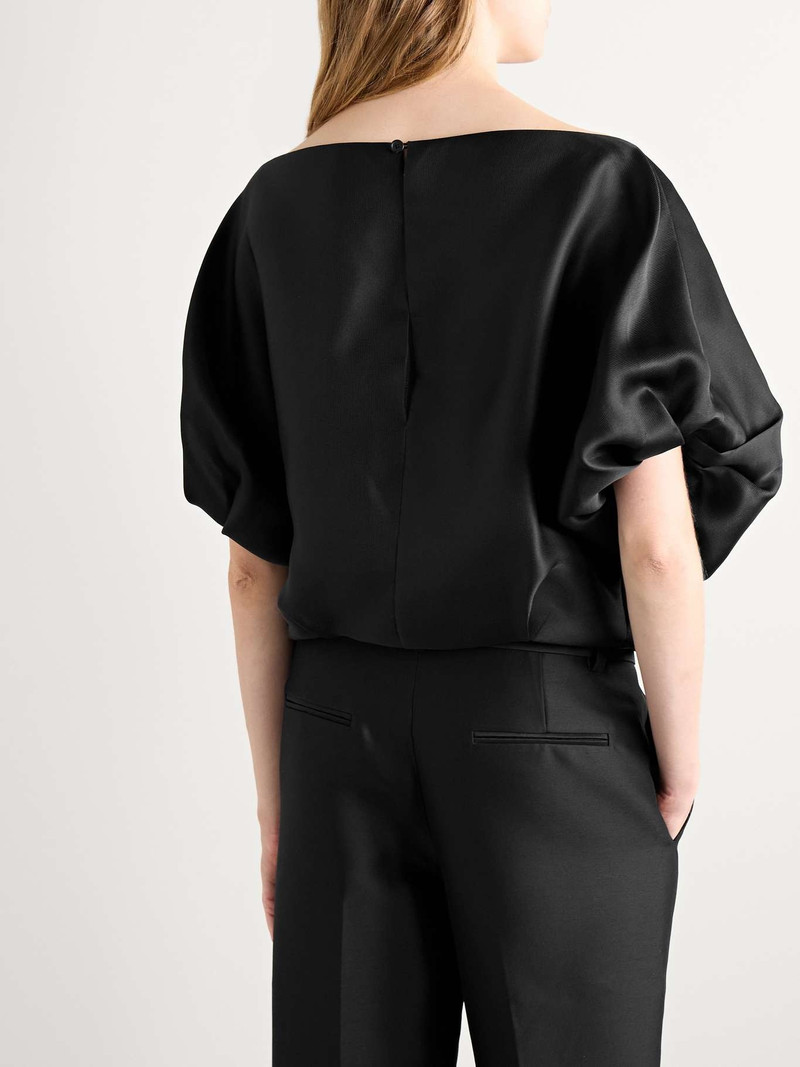 Niles cropped silk-faille top Black 3