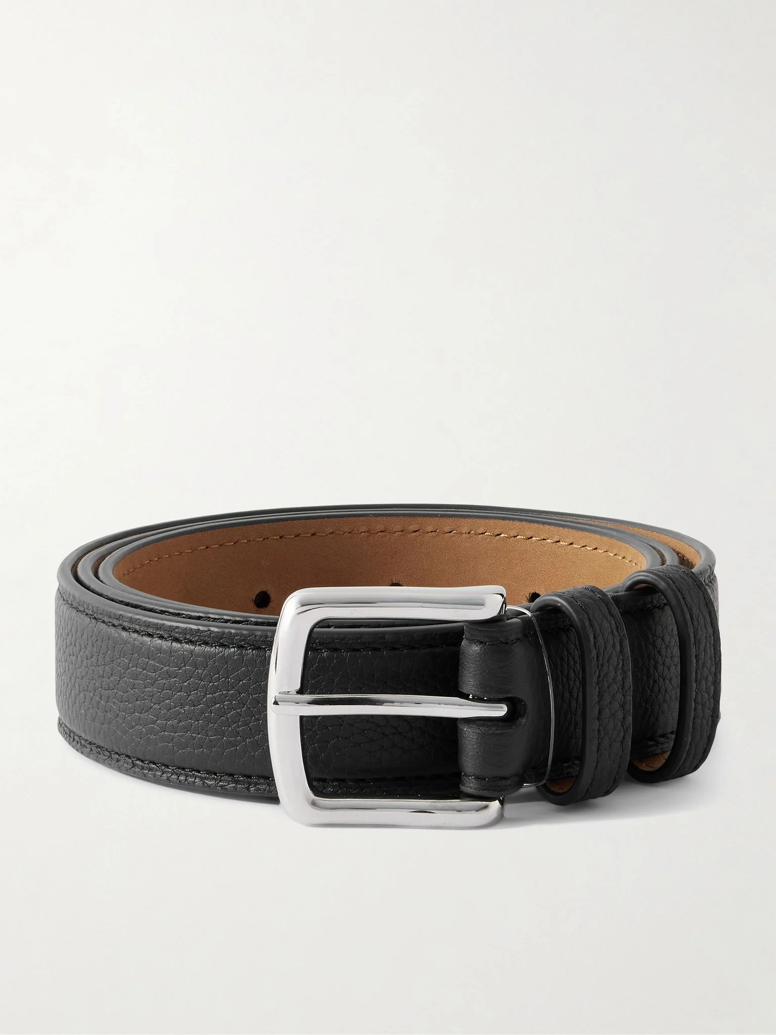 3cm Full-Grain Leather Belt Black - 1