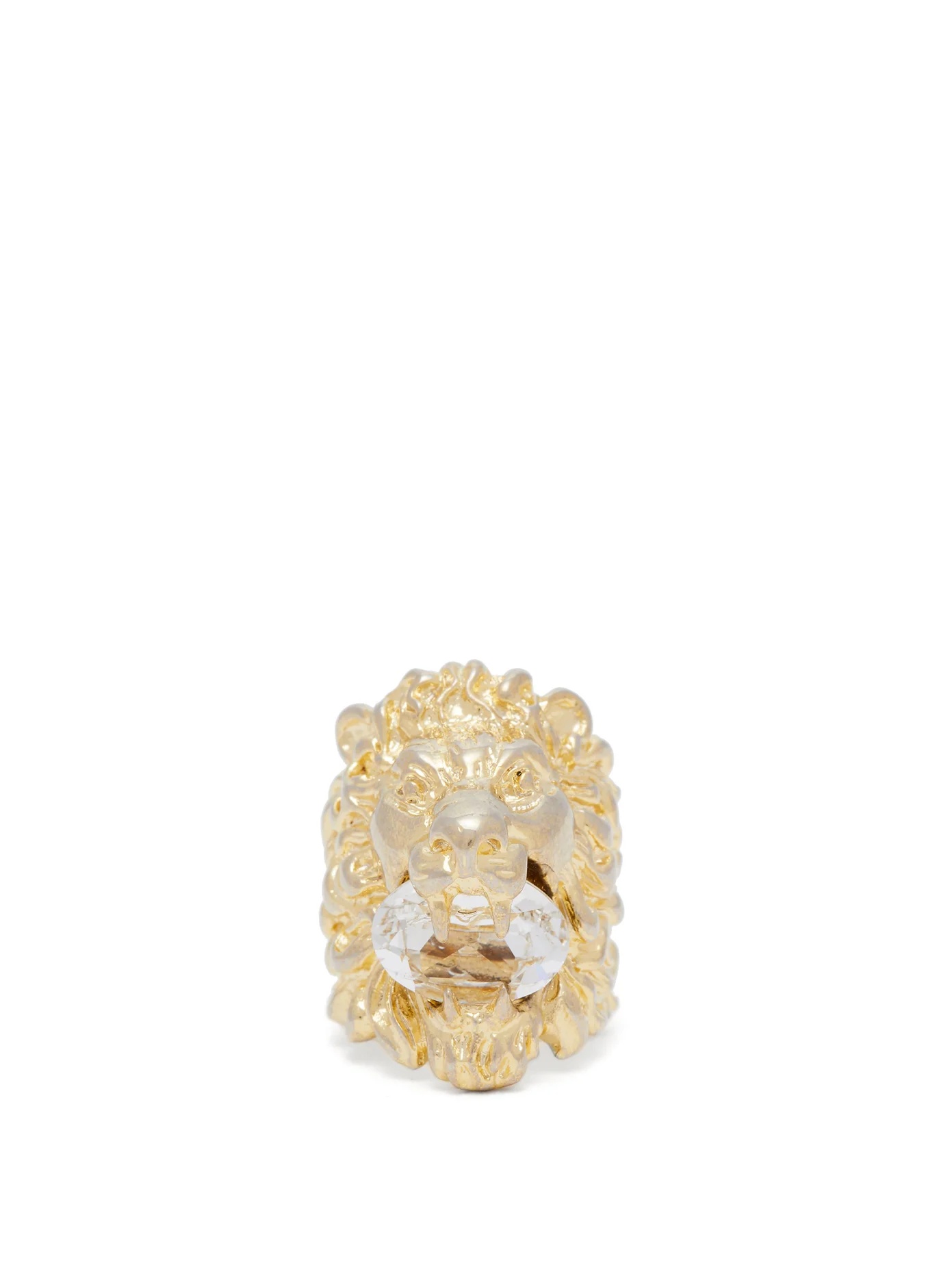 Crystal-embellished lion ring - 1