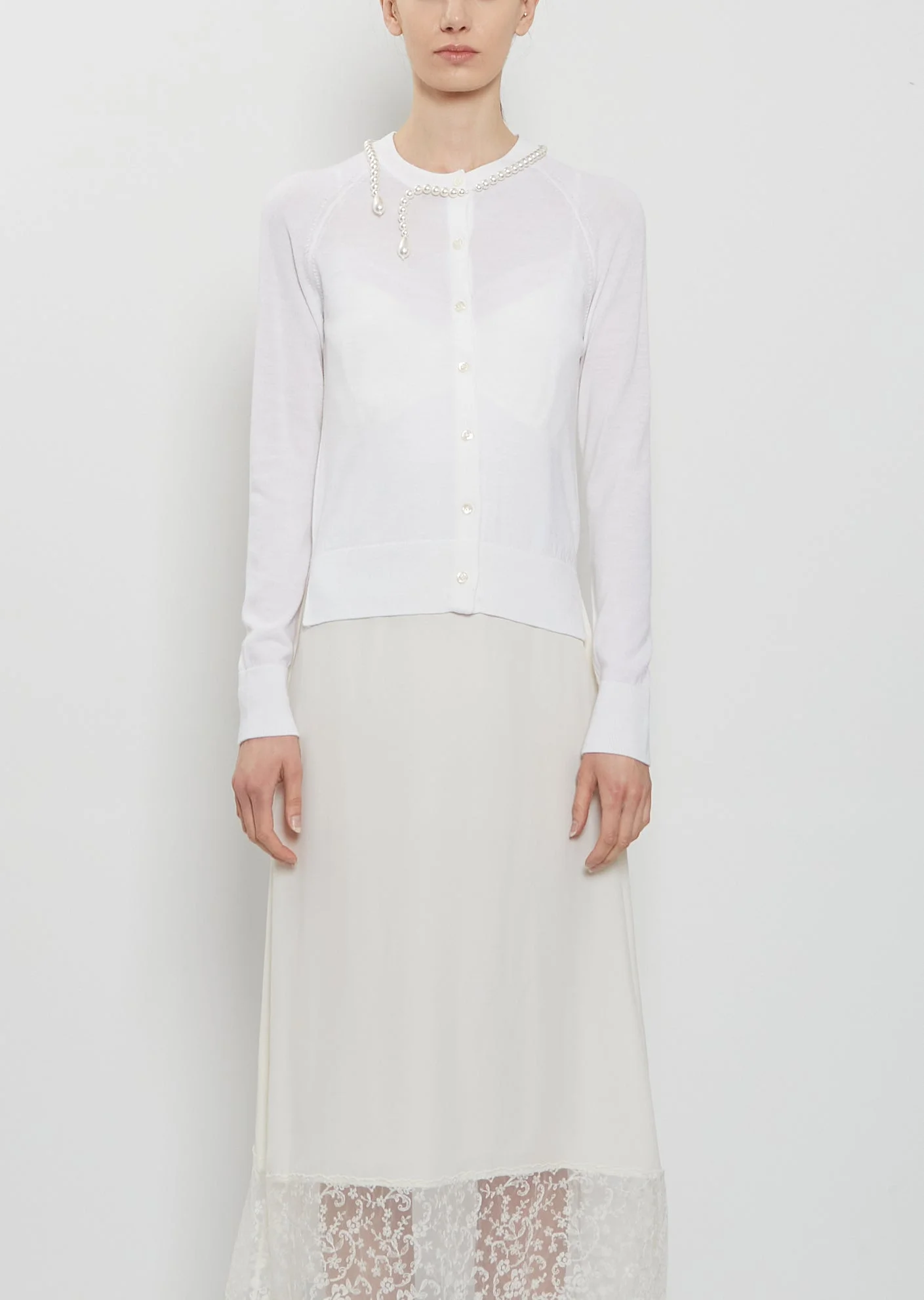 Embellished Merino Wool Silk Cardigan - 1