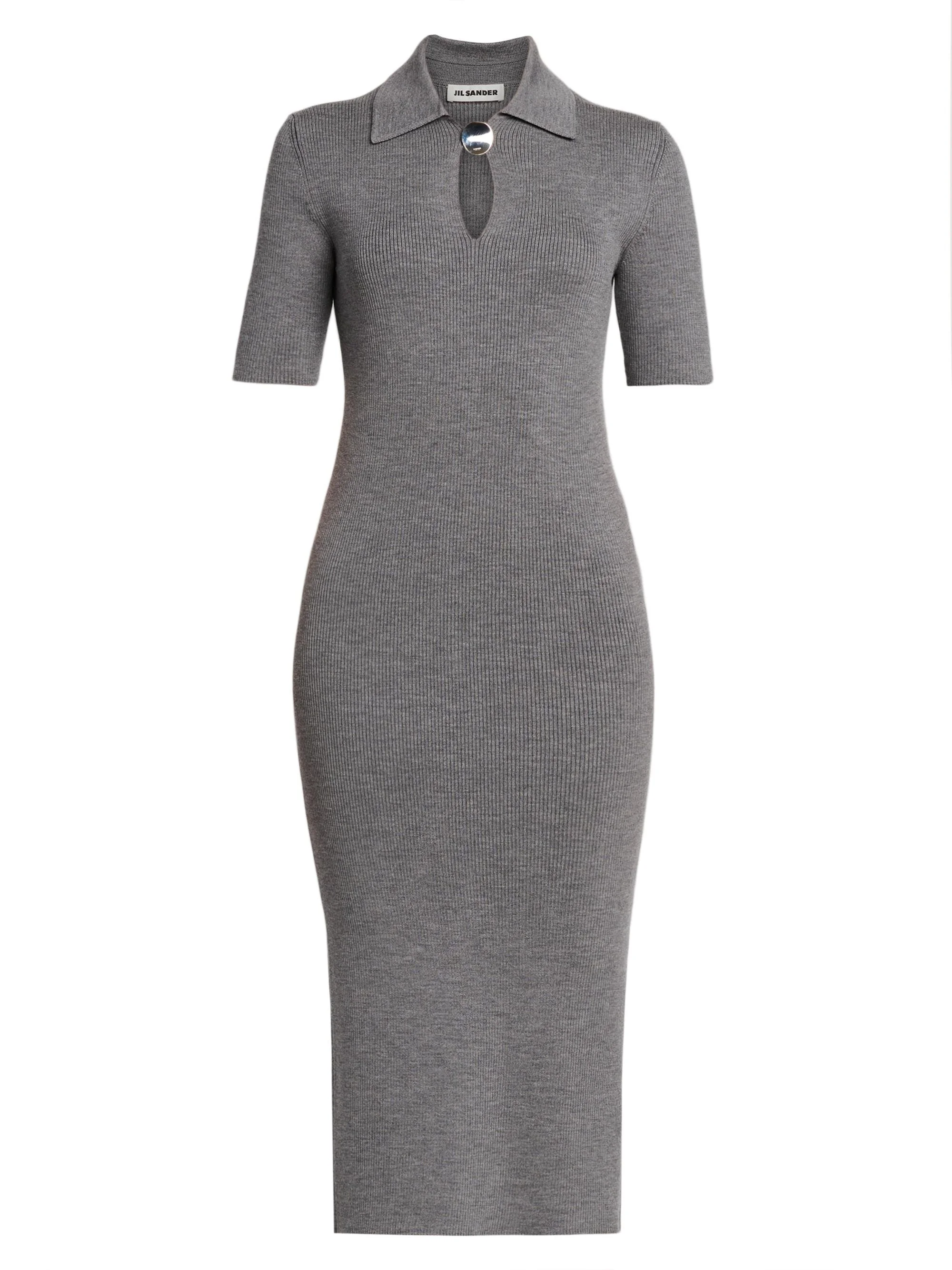 Women's Collared Rib-Knit Midi-Dress - London Fog - 1