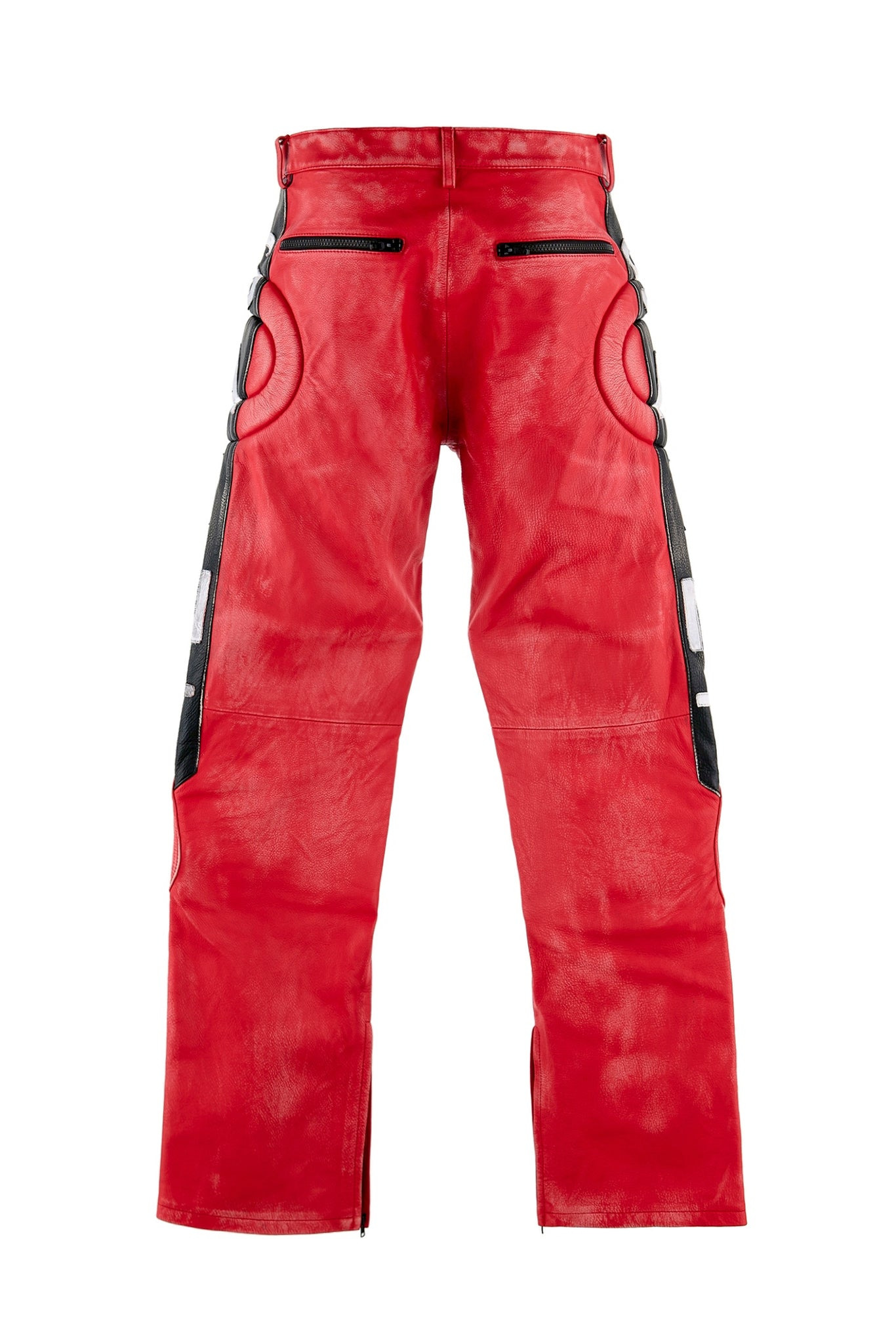 LEATHER PANTS/RACER / RED - 2