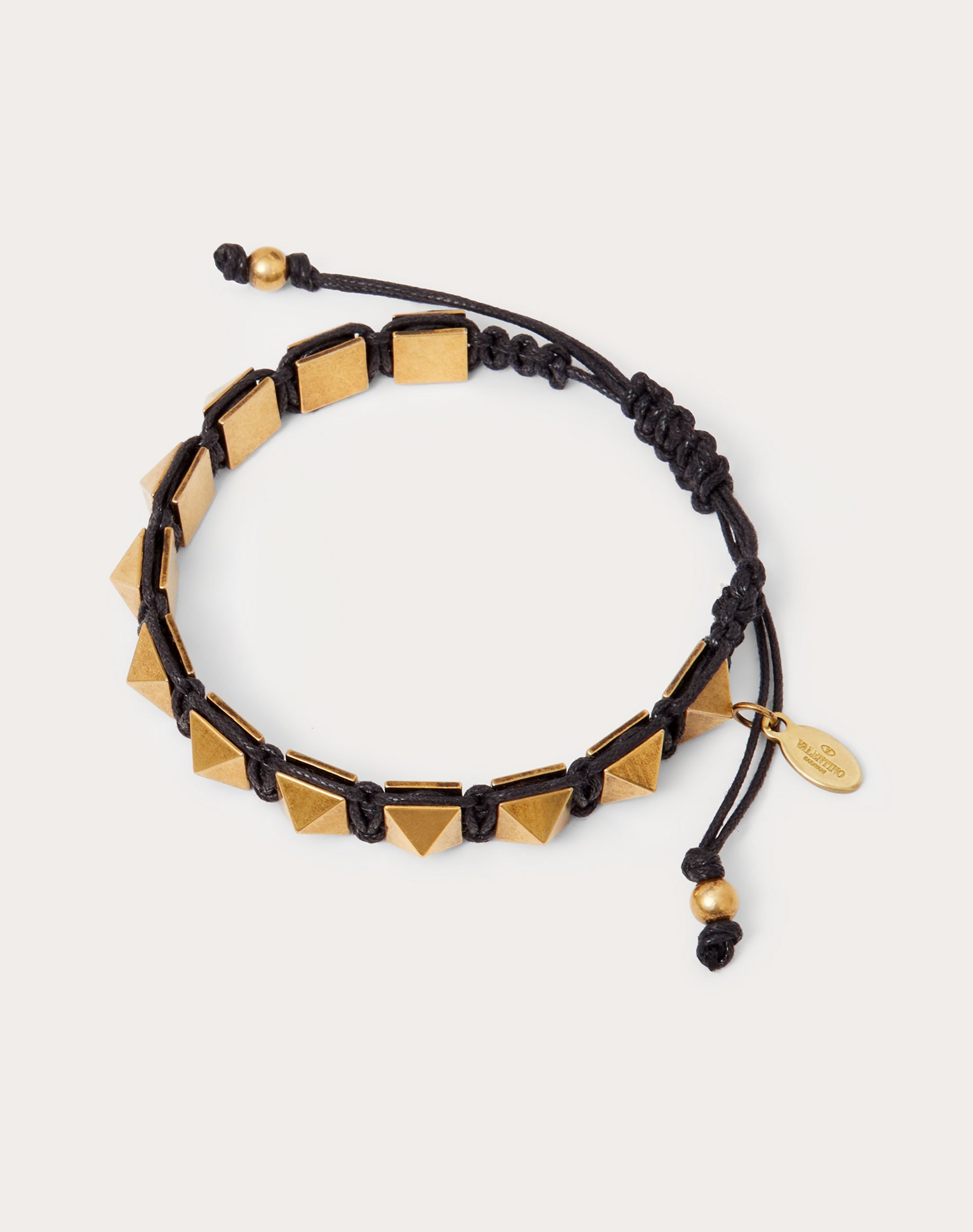 Rockstud Bracelet in Waxed Cotton and Metal - 3