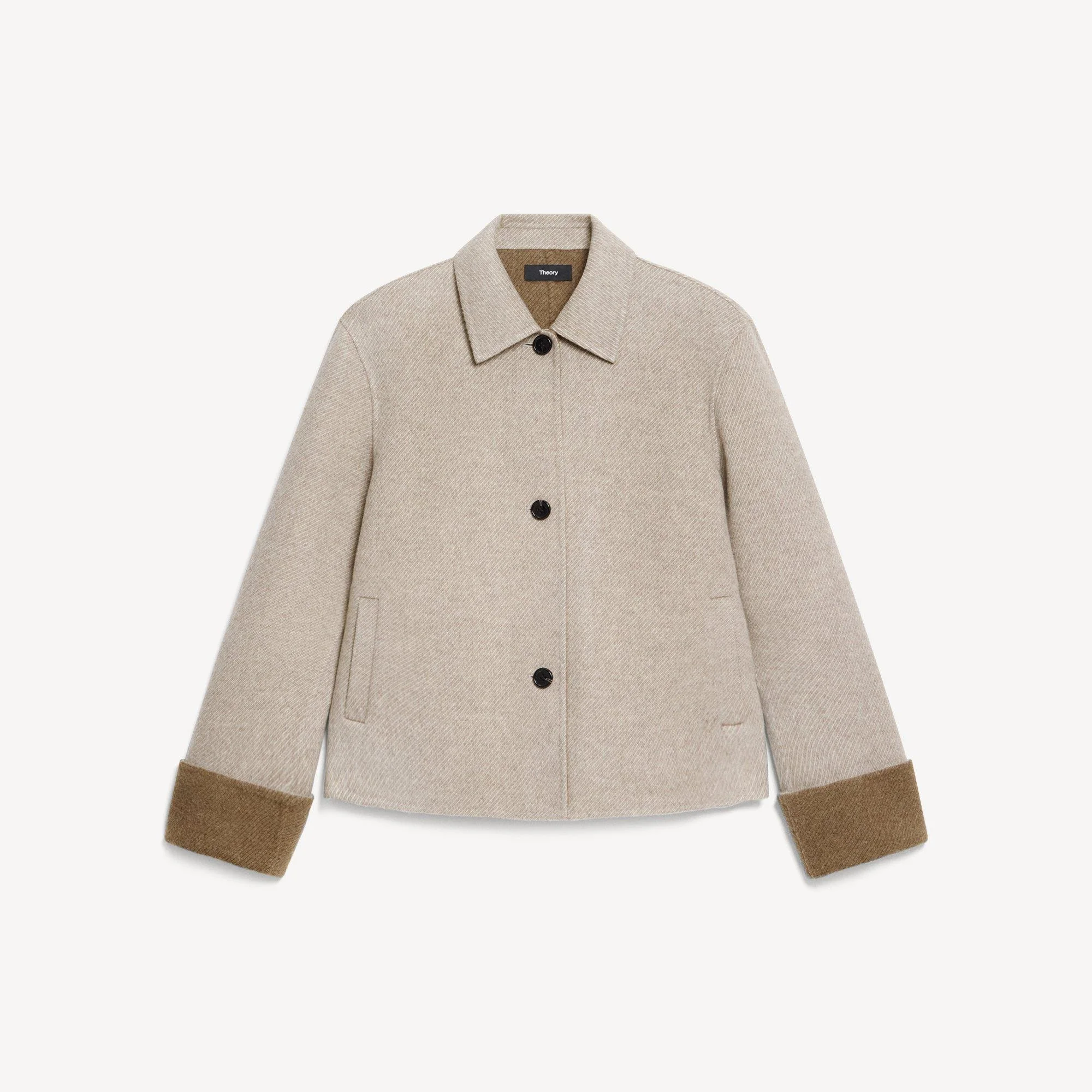 Boxy Cuff Jacket in Double-Face Wool Twill - 1
