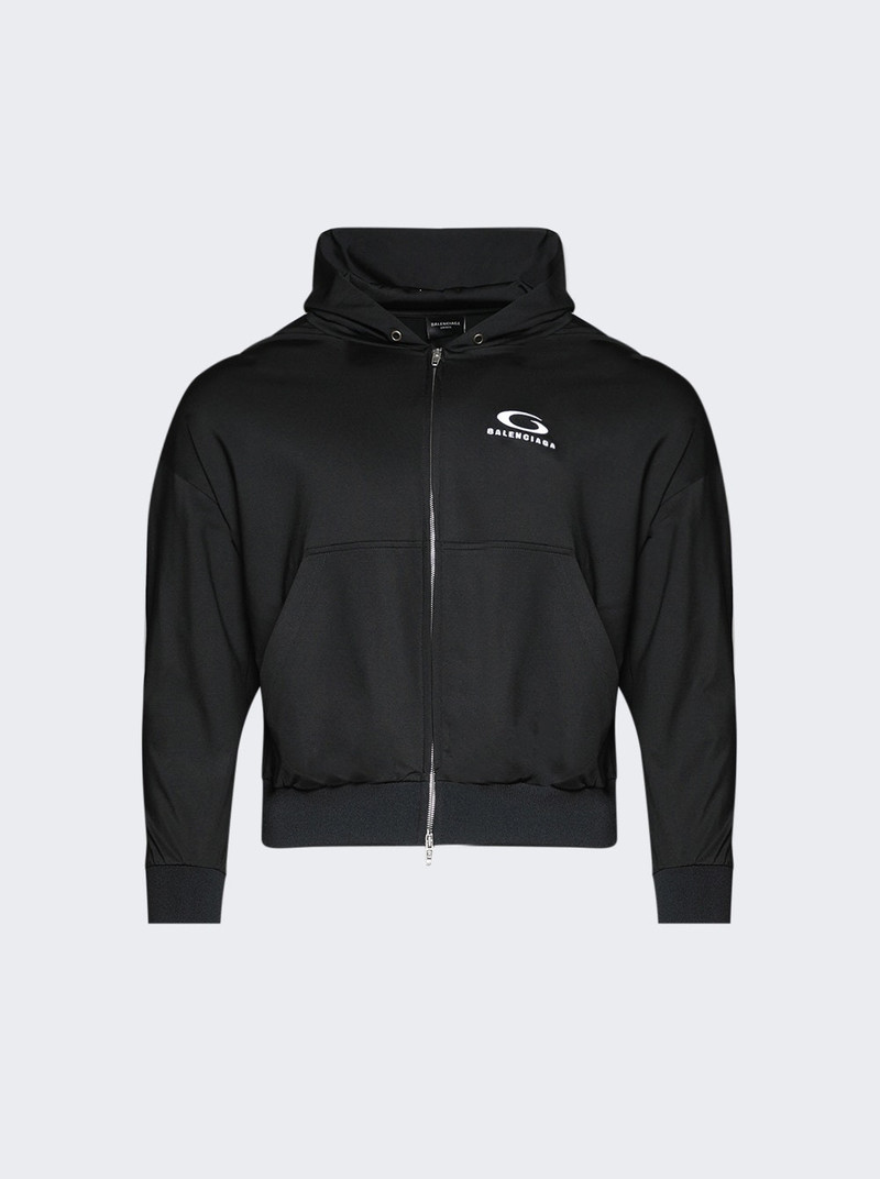 Zipped Zip-ip Hoodie Black And White 1