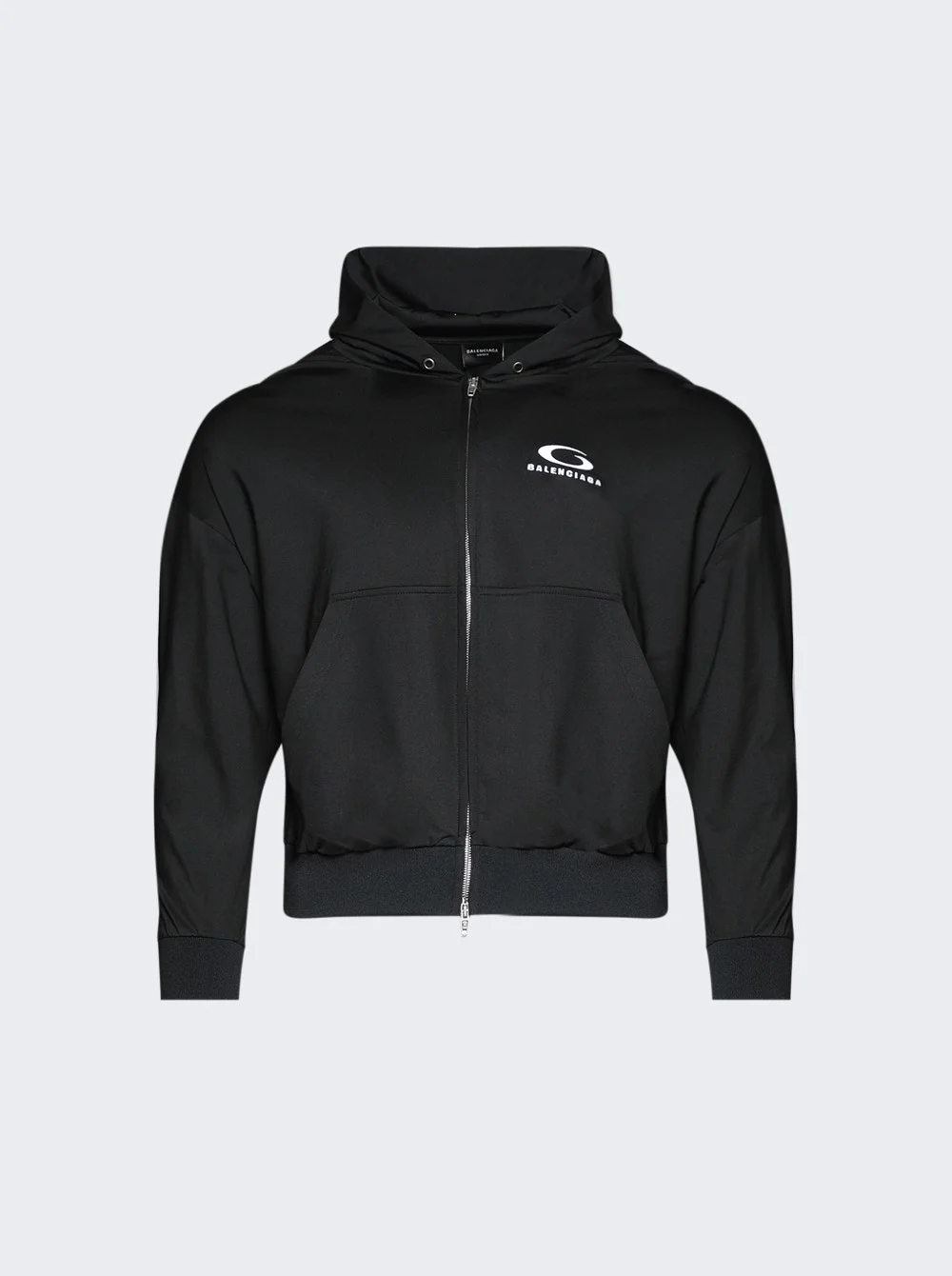 Zipped Zip-ip Hoodie Black And White - 1