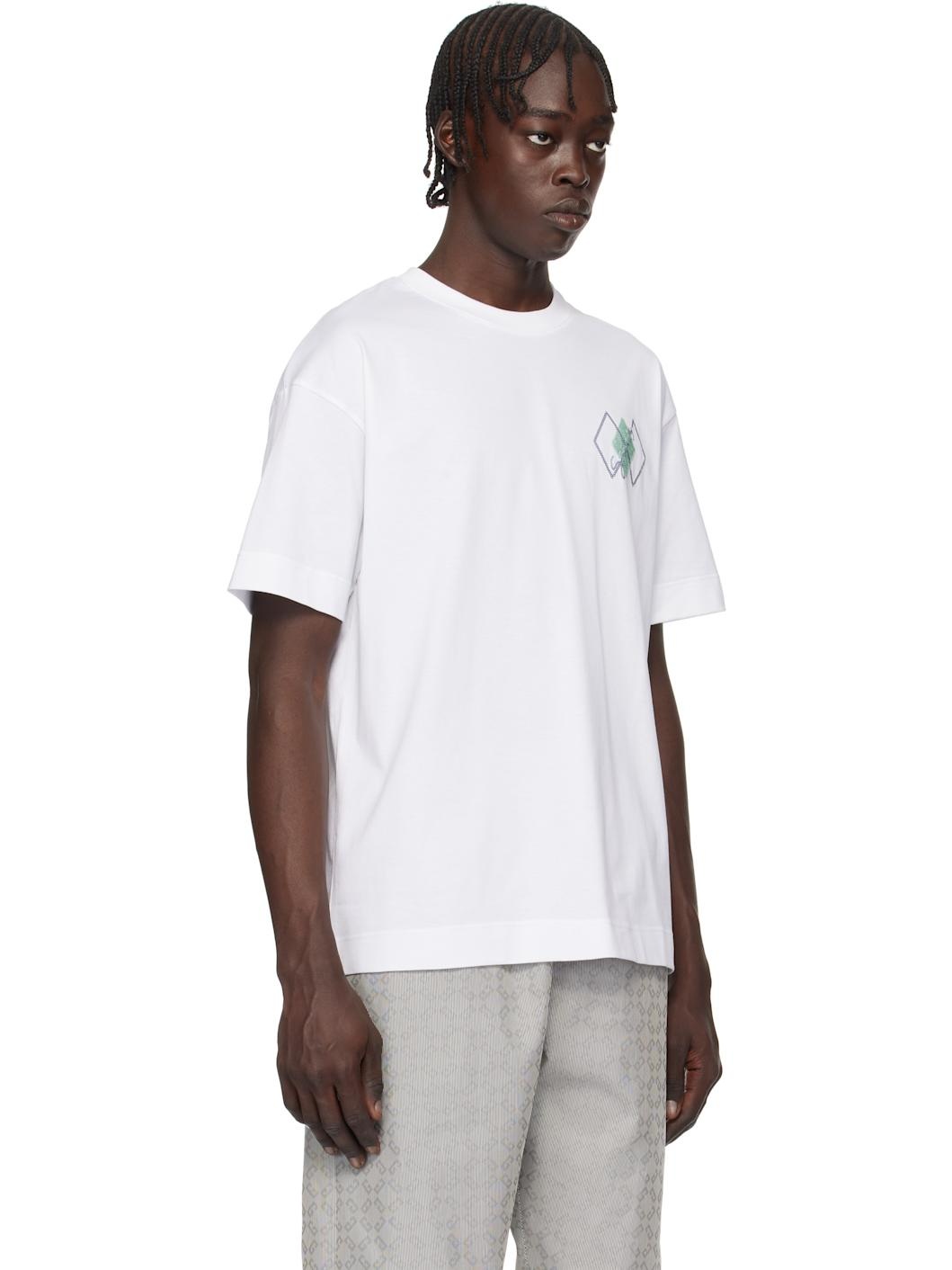 White Sequins Argyle Pattern T-shirt - 2