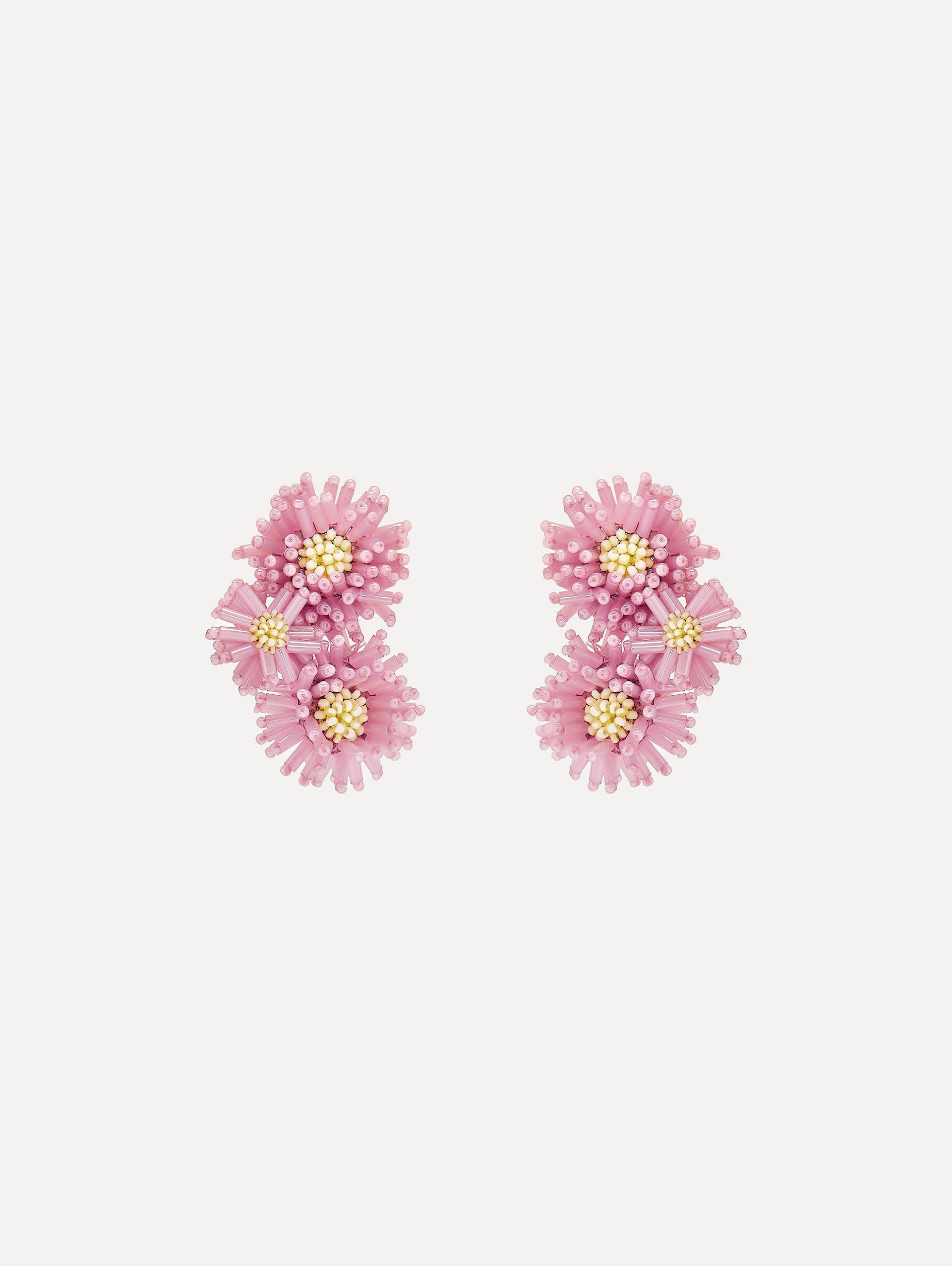 POMPOM FLOWER CLIP-ON EARRINGS - 1