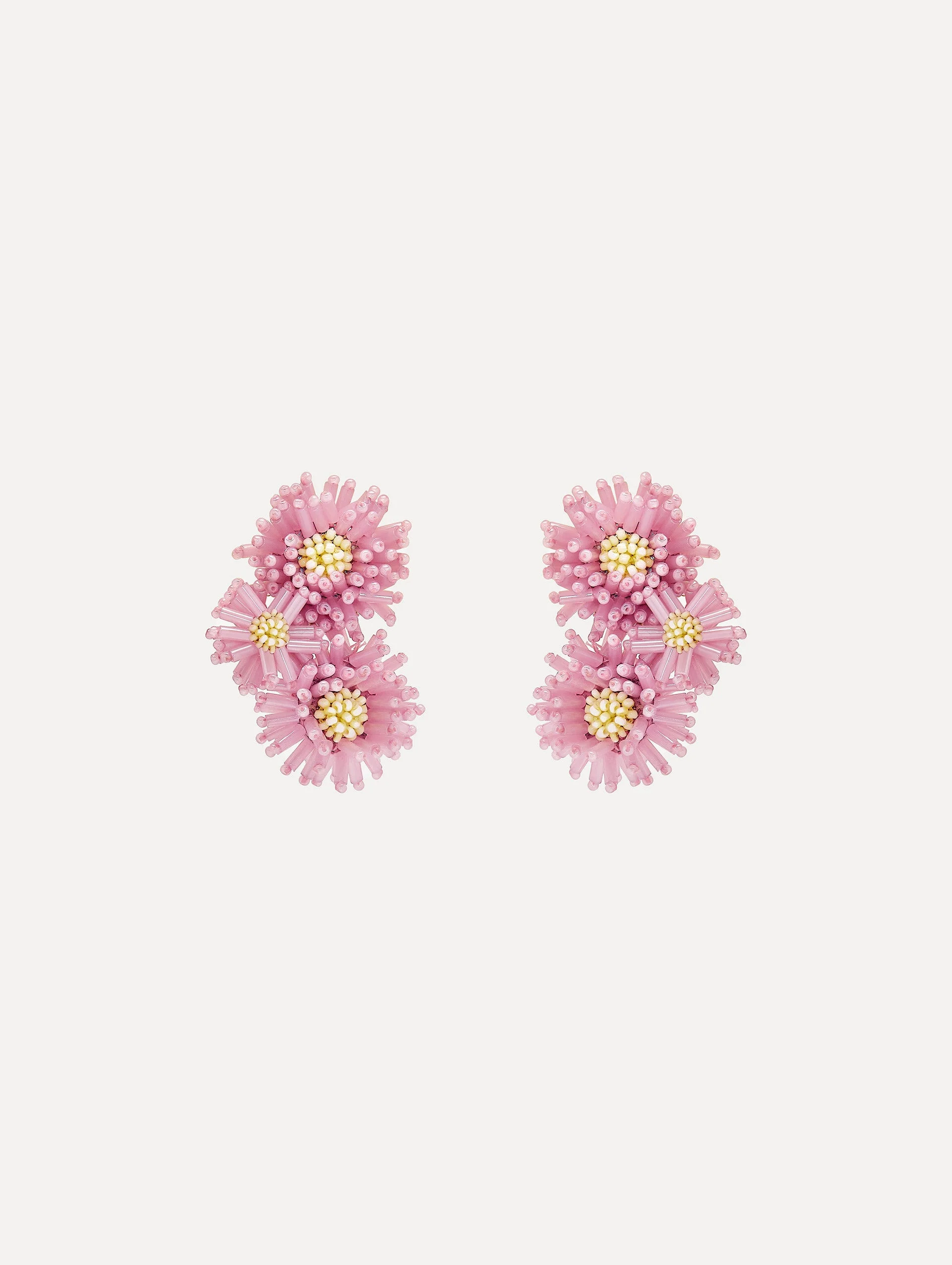 POMPOM FLOWER CLIP-ON EARRINGS - 1