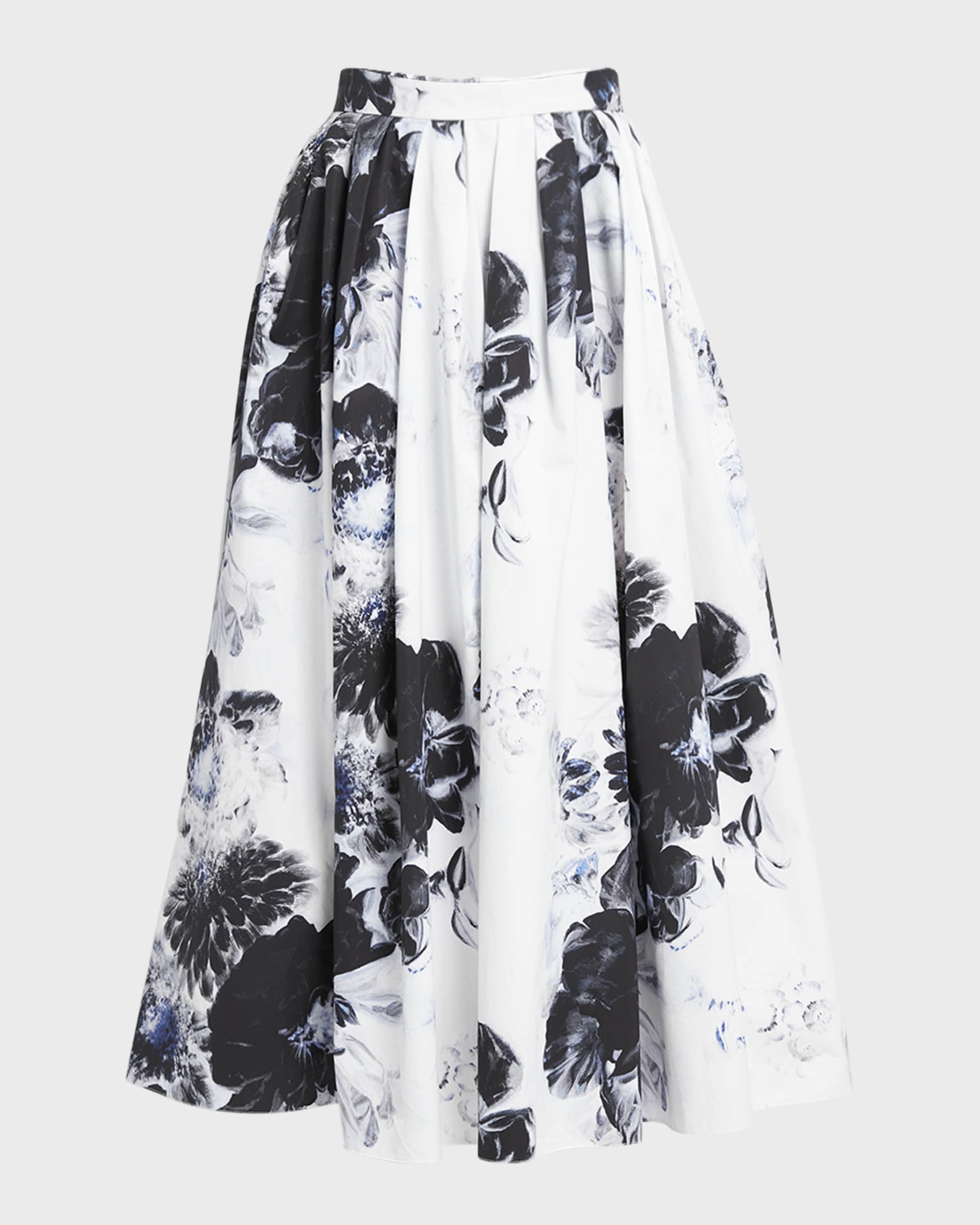 Floral-Print Midi Circle Skirt - 1