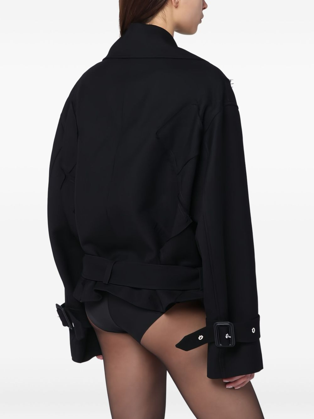 quilted waist trench coat - 3