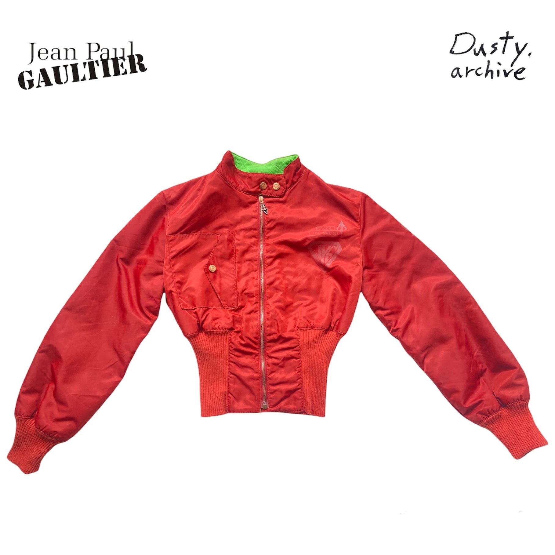 Jean Paul Gaultier ss95 “safe sex”  red corset cropped bomber - 2