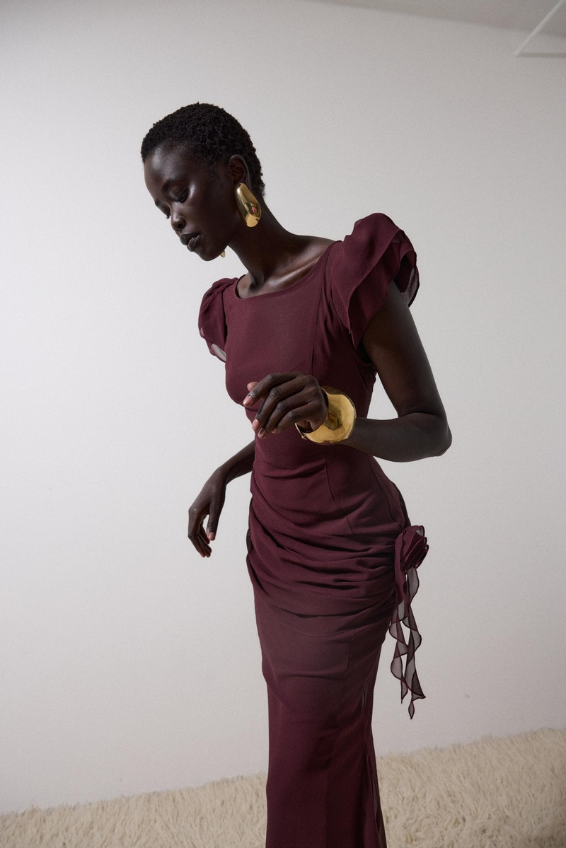 FLORENTINE MAXI DRESS IN EARTH CHIFFON 4