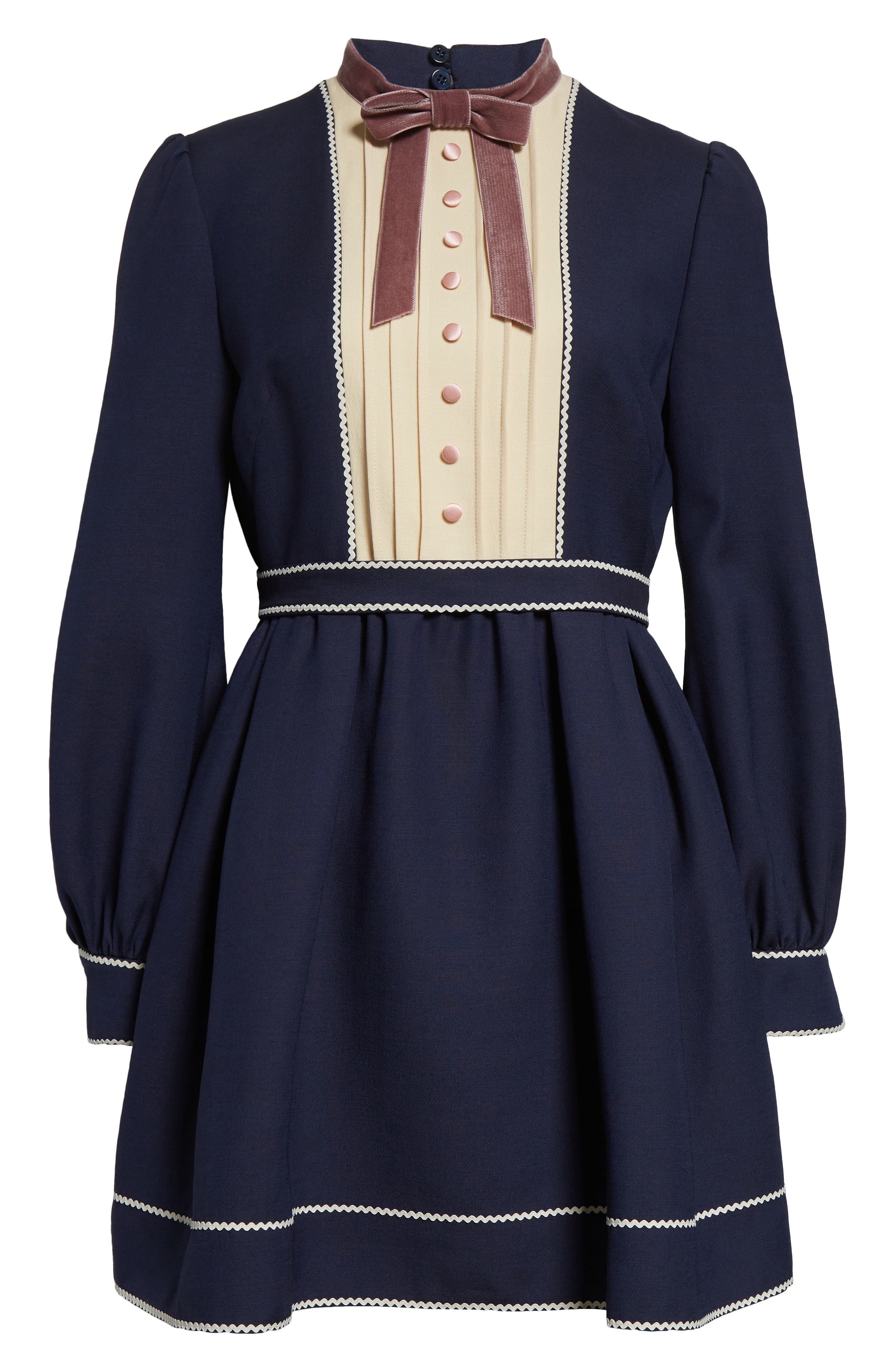 Valentino Garavani Long Sleeve Crepe Couture Minidress in Blue Multi at Nordstrom - 5