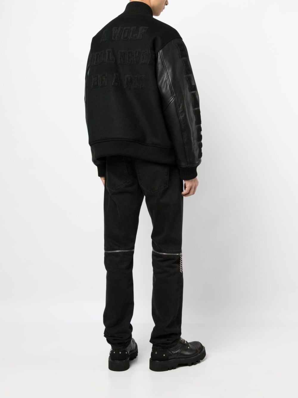 patch-detail buttoned bomber jacket - 2