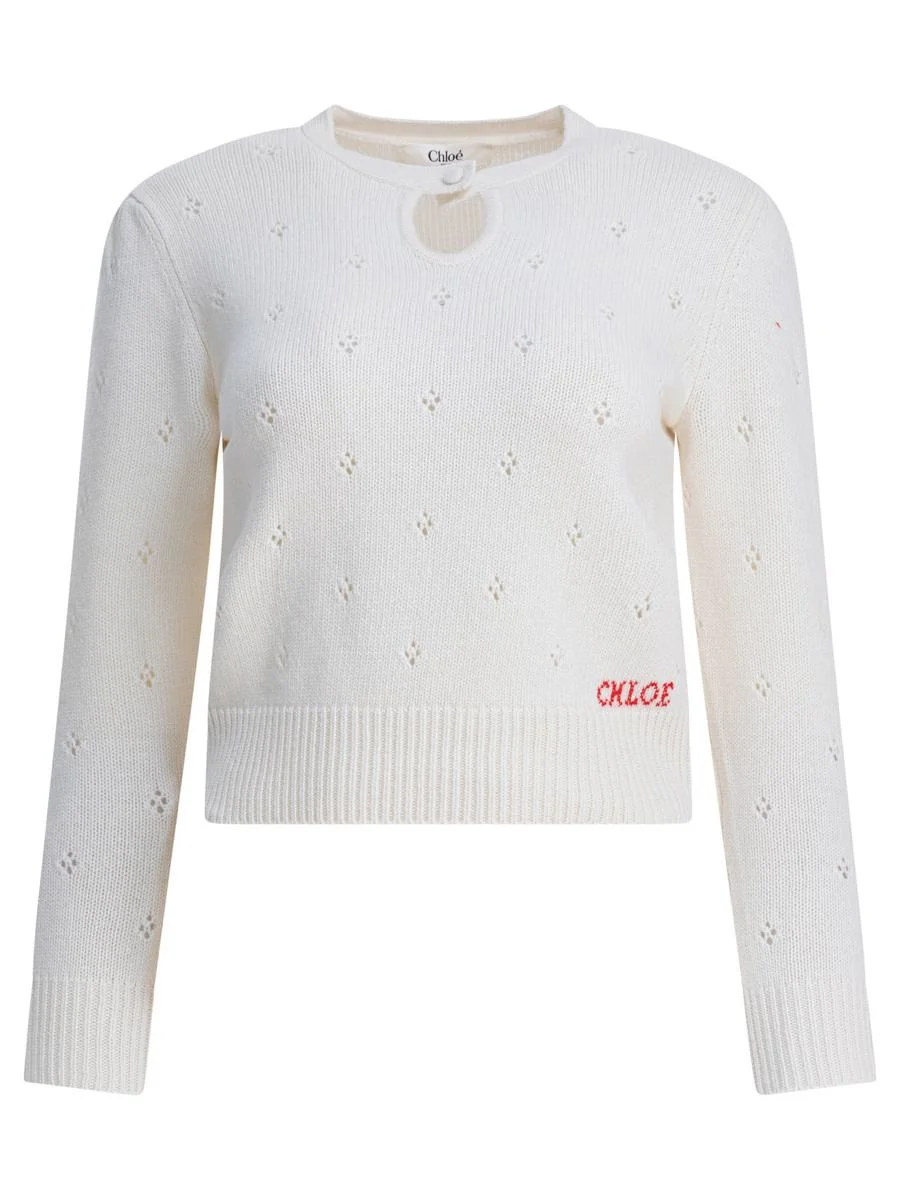 Chloé Perforated Wool And Cashmere Sweater - 1