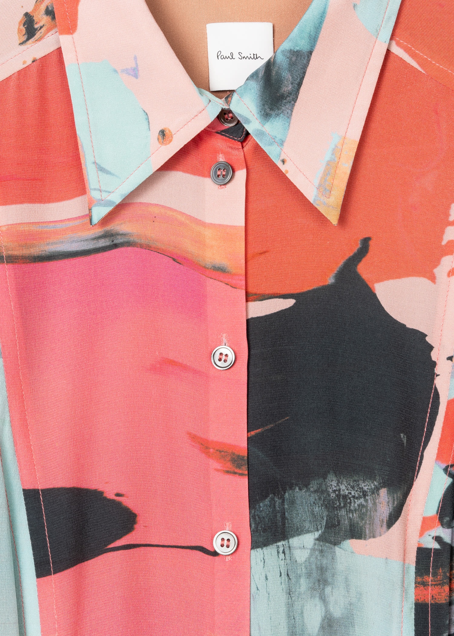 Silk 'Abstract Landscape' Shirt Dress - 2