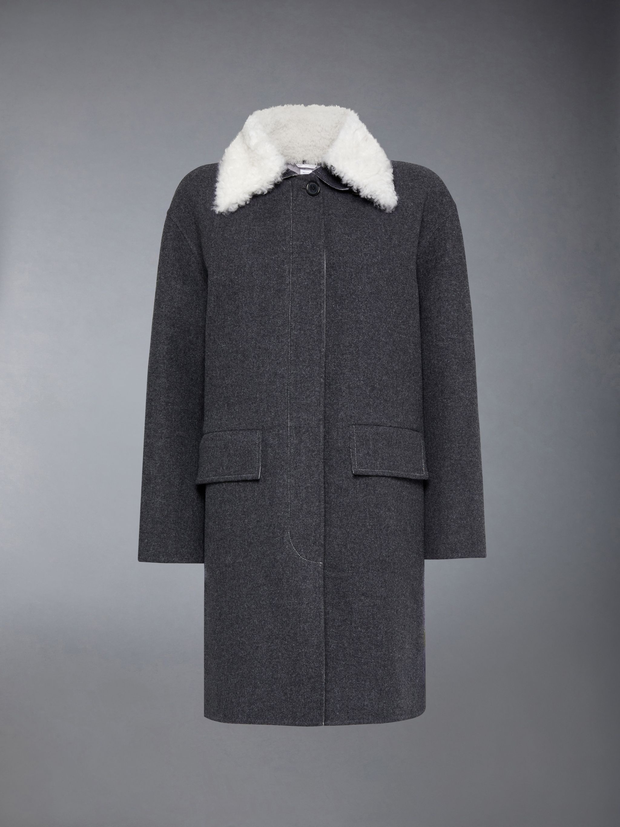 Double Face Melton Solid Detachable Shearing Collar Bal Collar Raincoat - 9