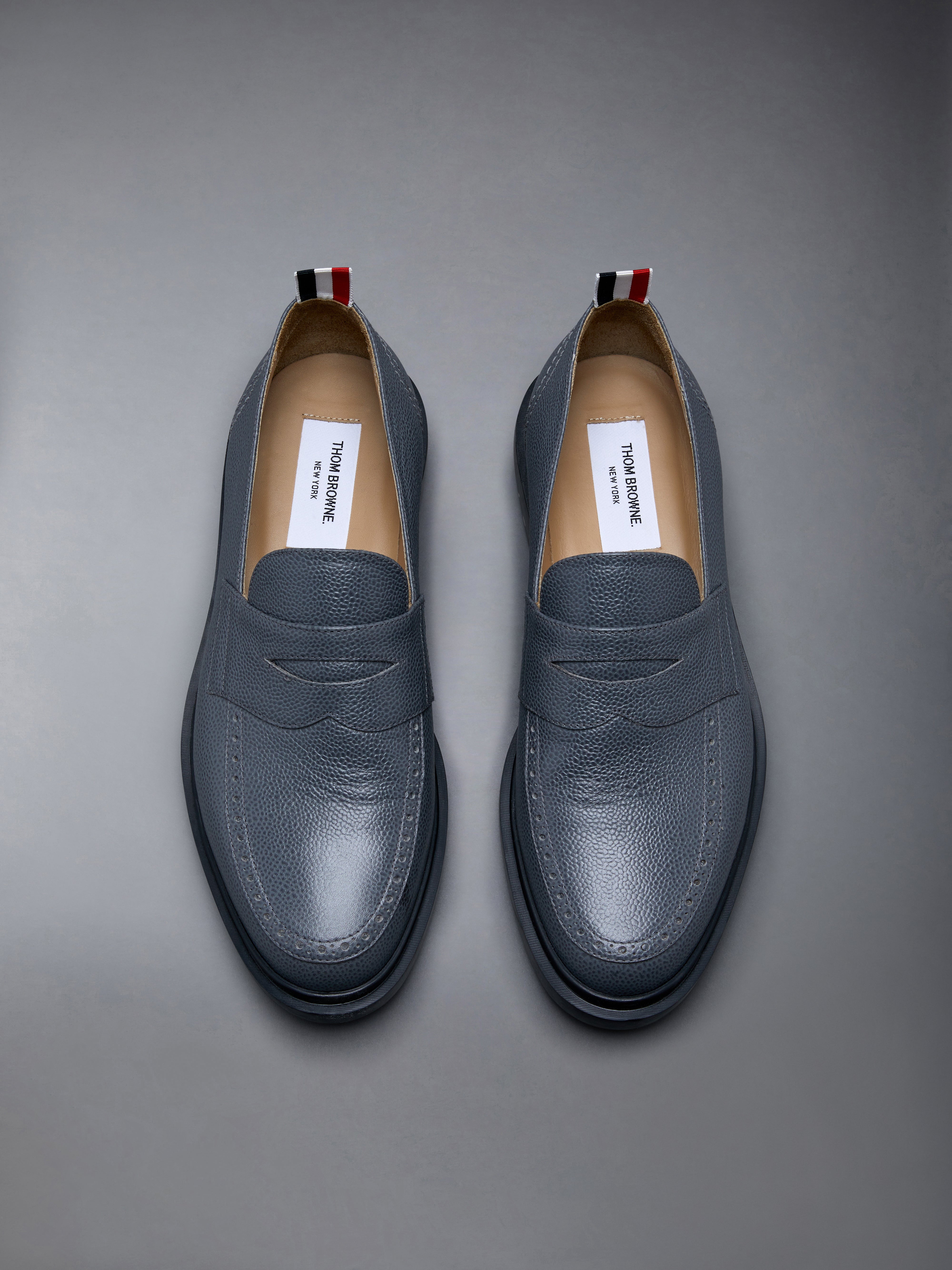 Pebble Grain Leather Rubber Sole Penny Loafer - 5