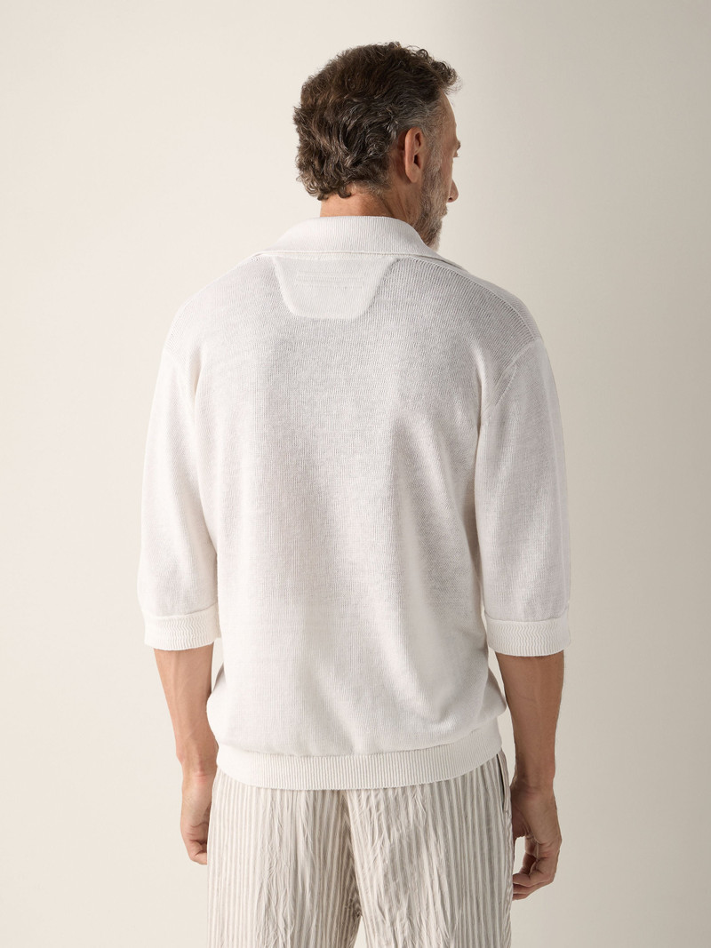 WHITE OASI LINO POLO SHIRT 5