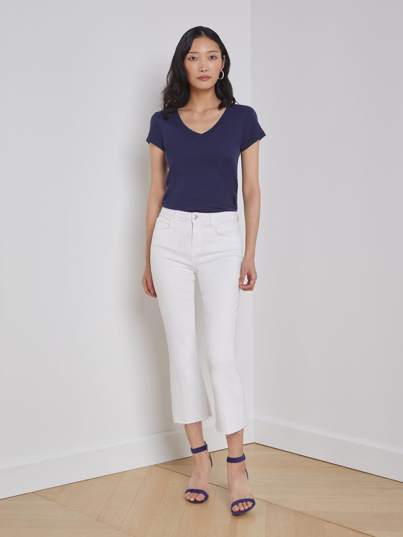 L'AGENCE Becca Cotton V-Neck Tee outlook