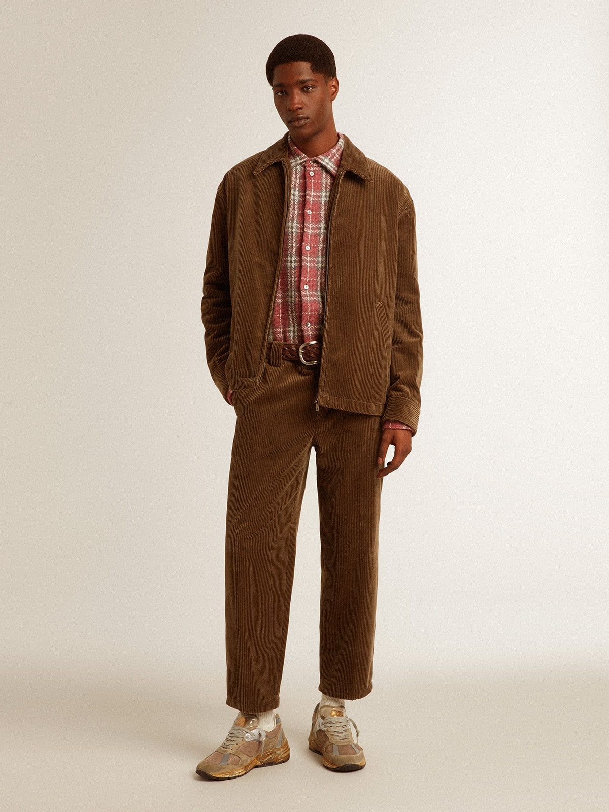 Men's dark olive corduroy pants - 3