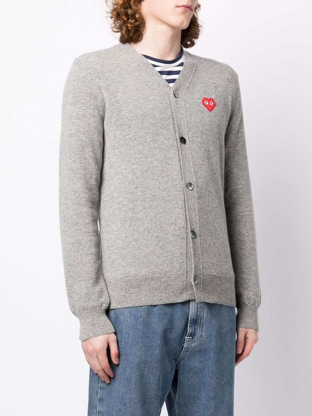 logo-patch wool cardigan - 3