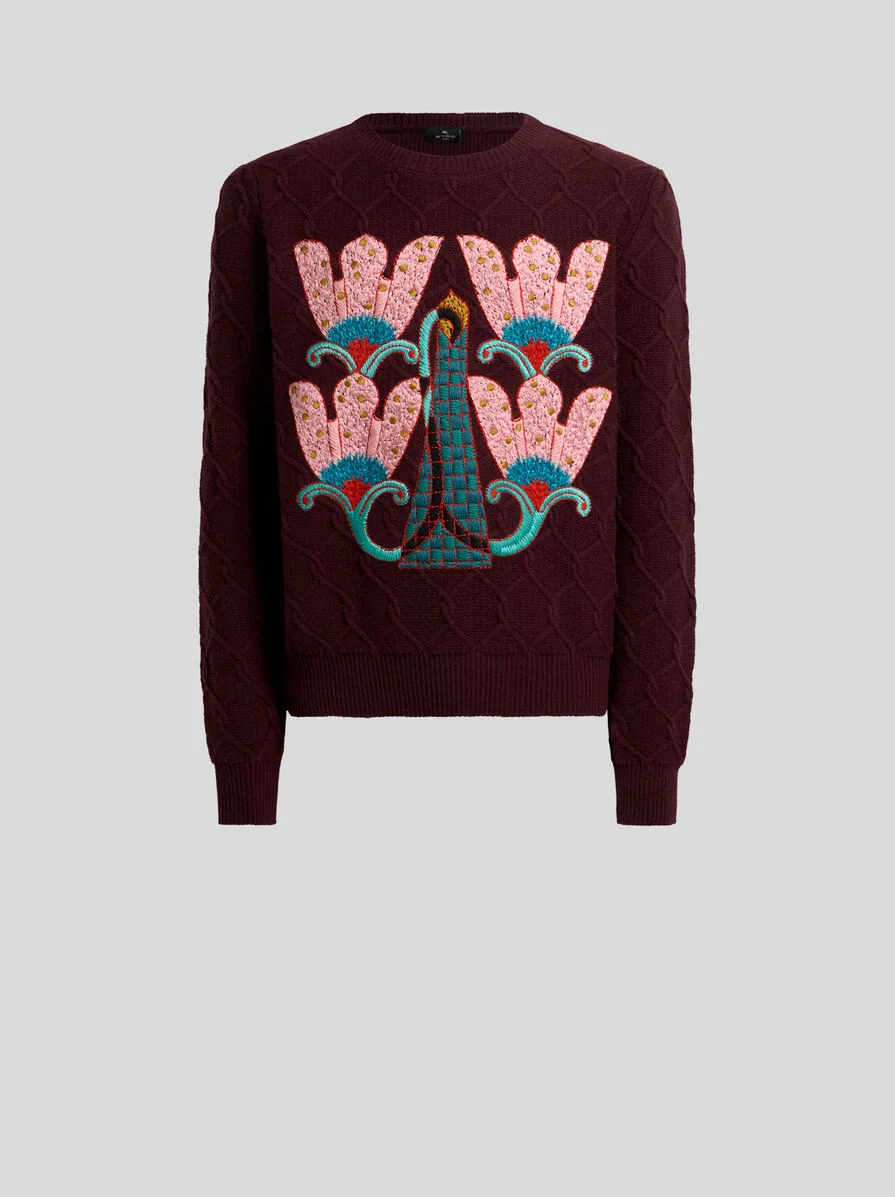 WOOL SWEATER WITH EMBROIDERY - 1
